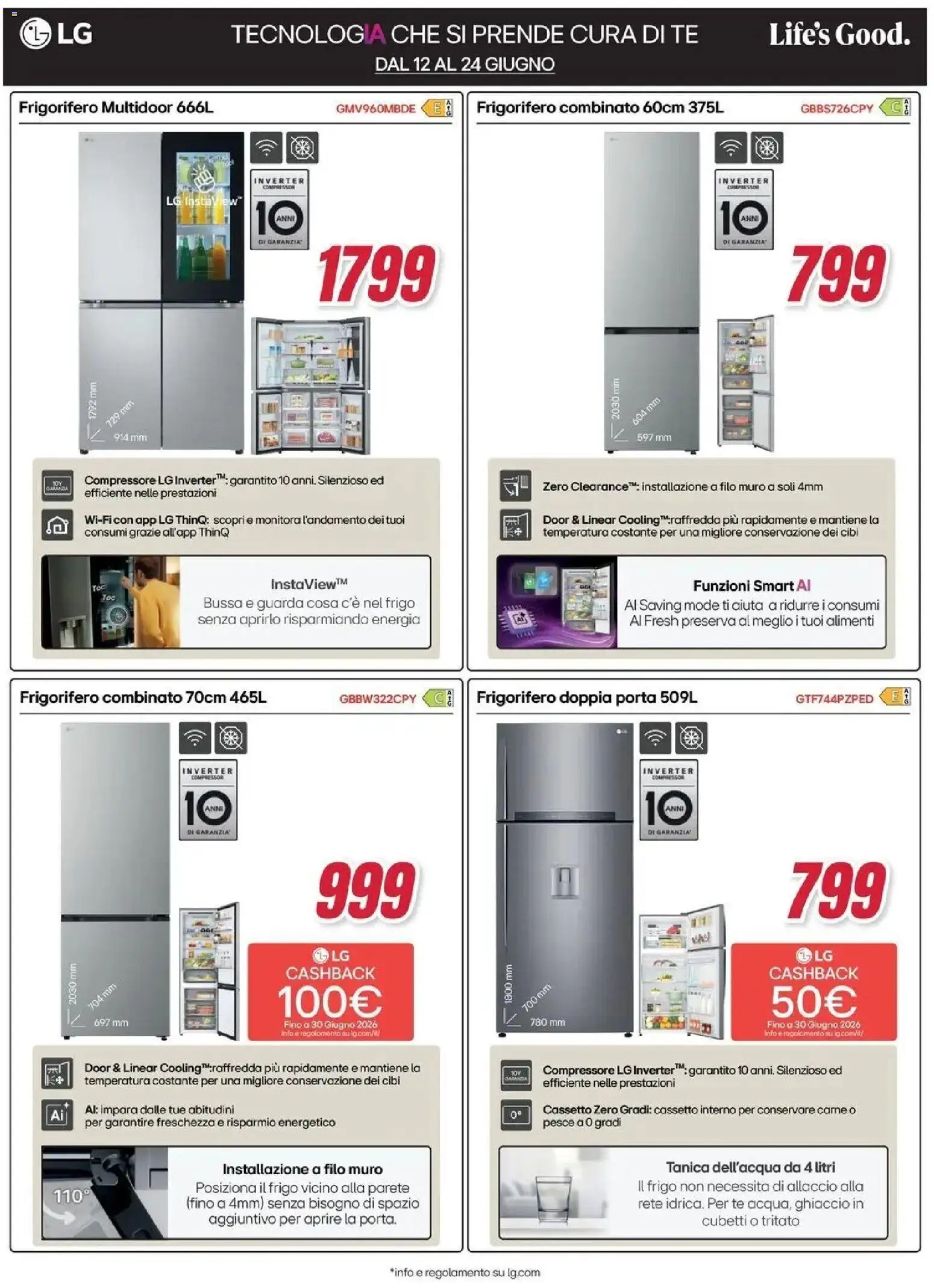 Volantino Trony del 11.06.2026 | Pagina: 20 | Prodotti: Tè, Compressore, Frigorifero, Frigorifero combinato