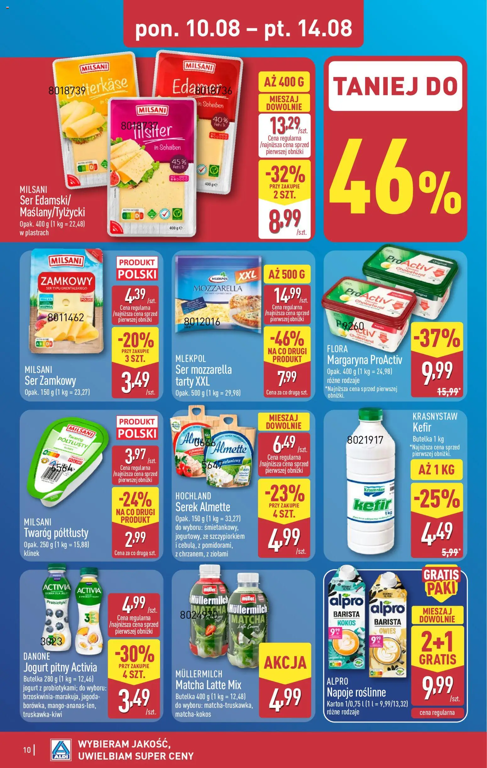 Aldi gazetka od 10.08.2026 | Strona: 10 | Produkty: Kefir, Napoje, Almette, Matcha