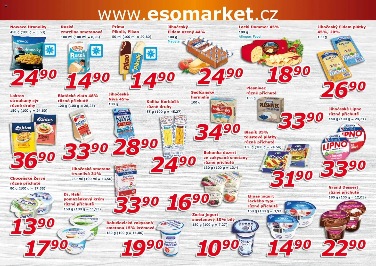 Eso market leták od 14.10.2026 | Strana: 4 | Produkty: Smetana, Hranolky, Niva, Dezert