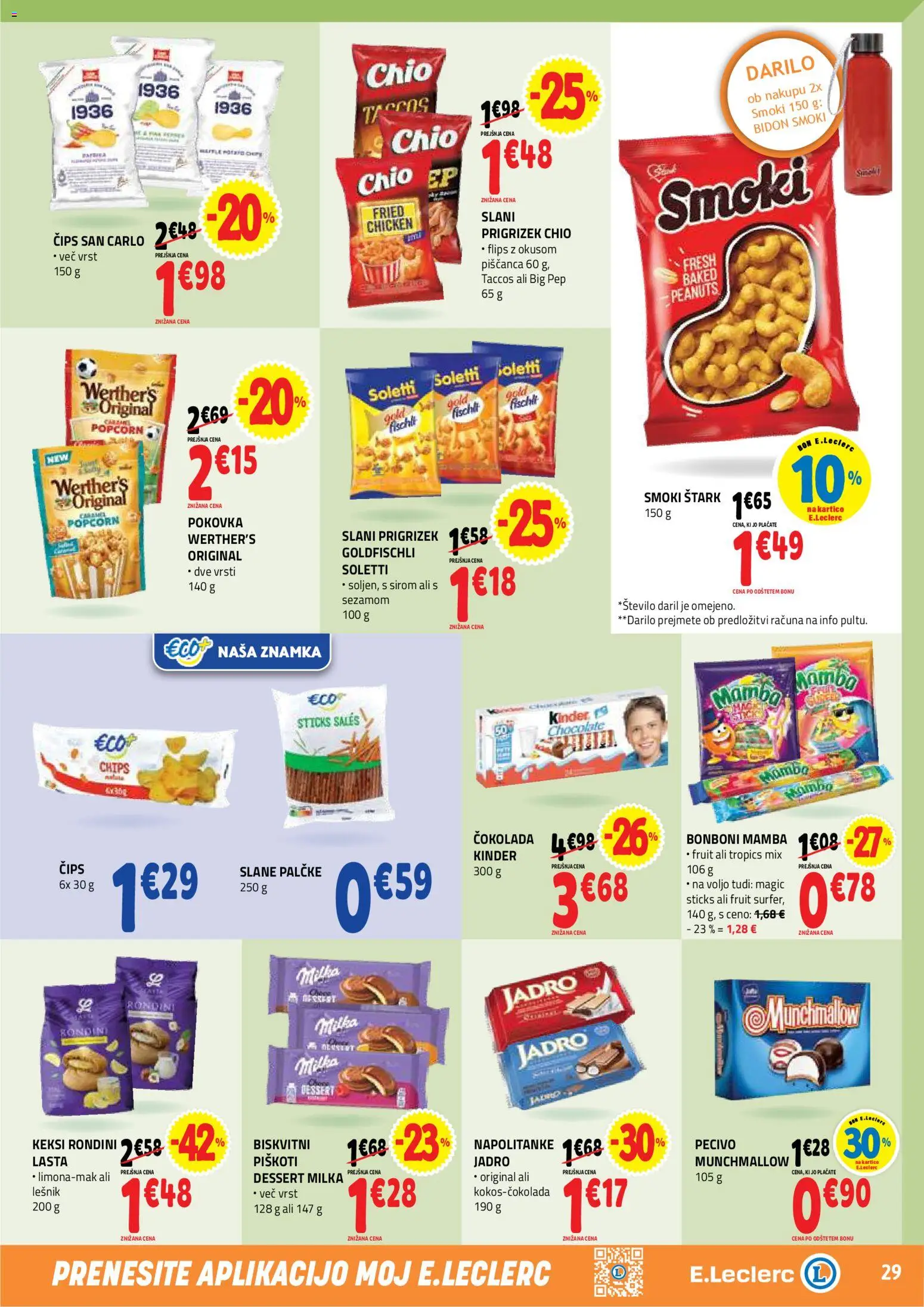 Novi E.leclerc katalog ponudbe – veljaven od 12.08.2026 | Stran: 29 | Izdelki: Keksi, Slane palčke, Flips, Piskoti