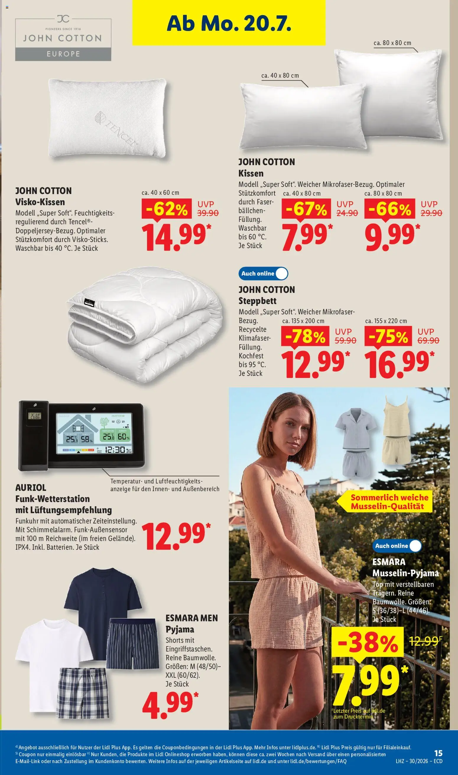 Lidl Prospekt – gültig ab 20.07.2026 | Seite: 13 | Produkte: Top, Kissen, Pyjama