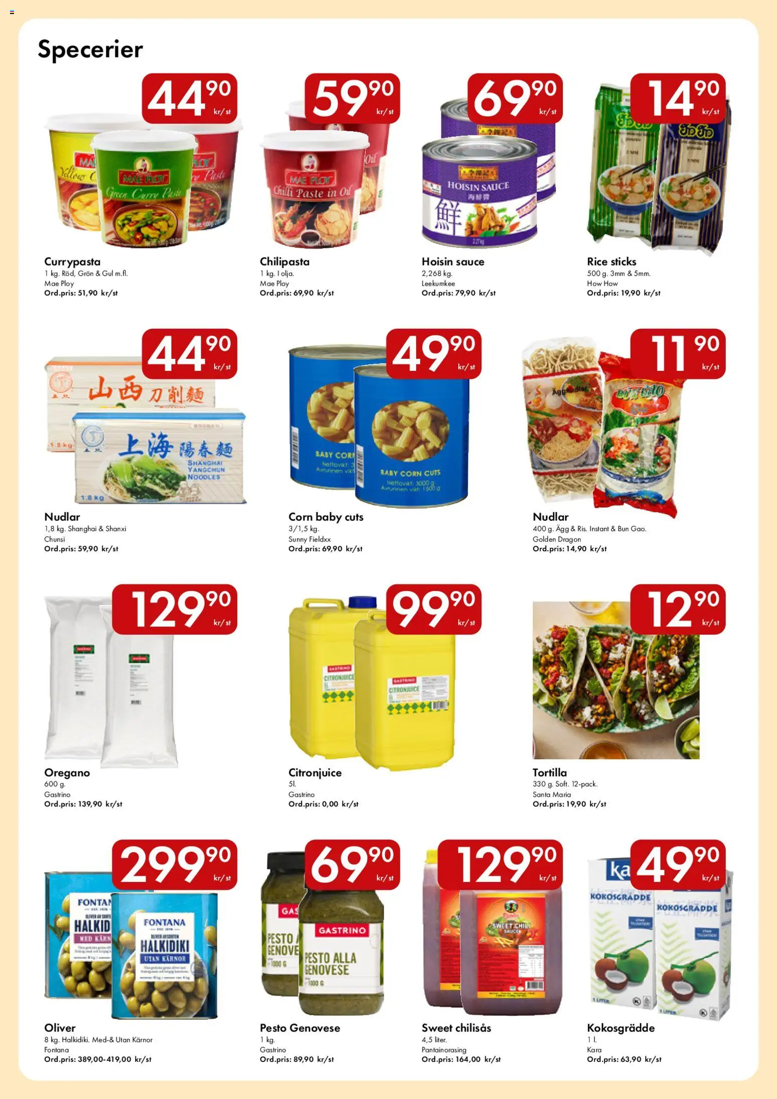 Snabbgross reklamblad aktuell från 07/09/2026 | Sida: 8 | Produkter: Oliver, Tortilla, Sweet chilisås, Chili
