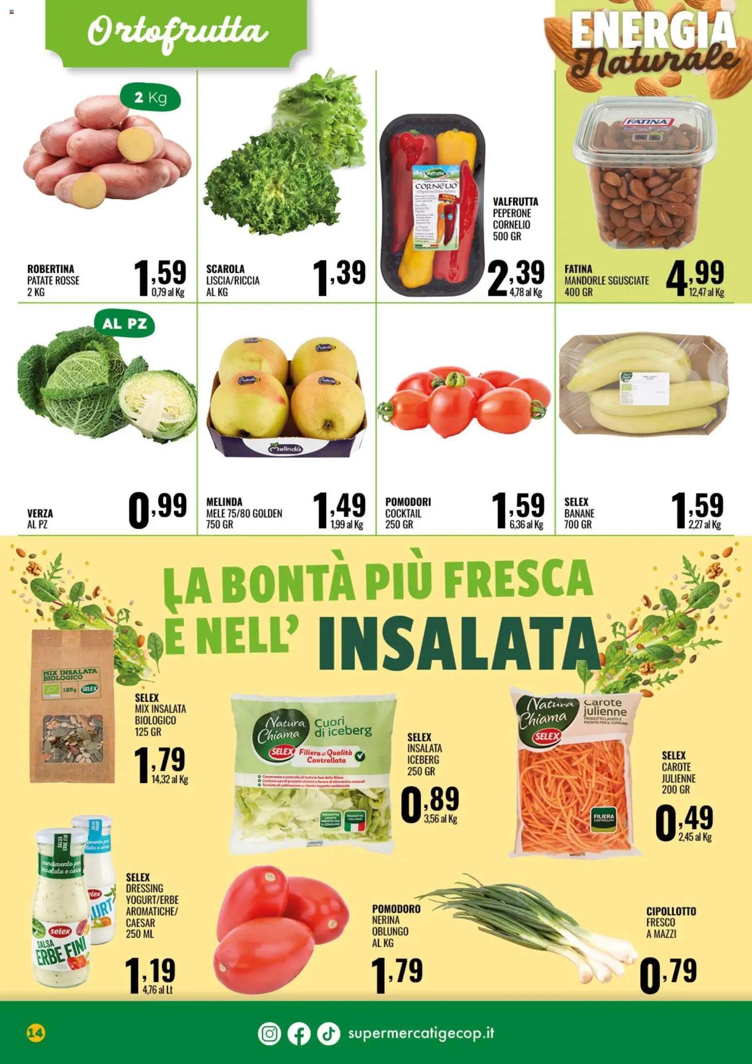 Volantino GECOP del 01.06.2026 | Pagina: 14 | Prodotti: Banane, Insalata, Salsa, Mandorle