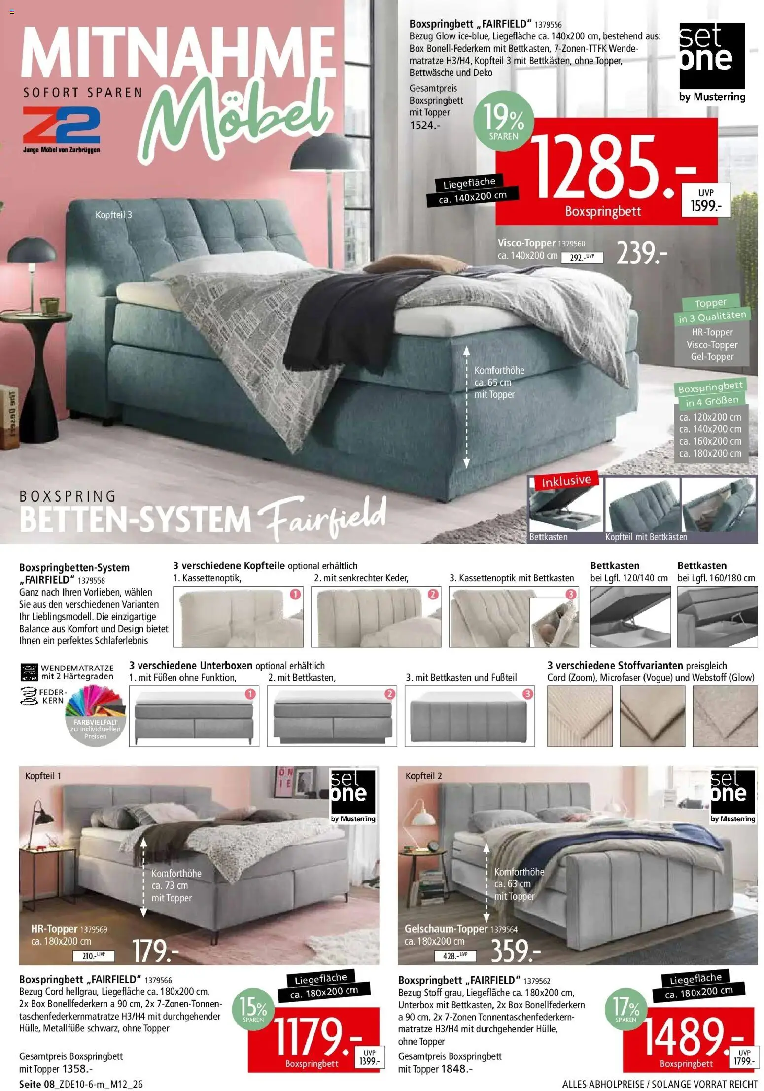 Zurbrüggen Z2 Mitnahme Möbel (ab 10.10.2026) zum Blättern | Seite: 12 | Produkte: Matratze, Boxspringbett, Box, Bettwäsche