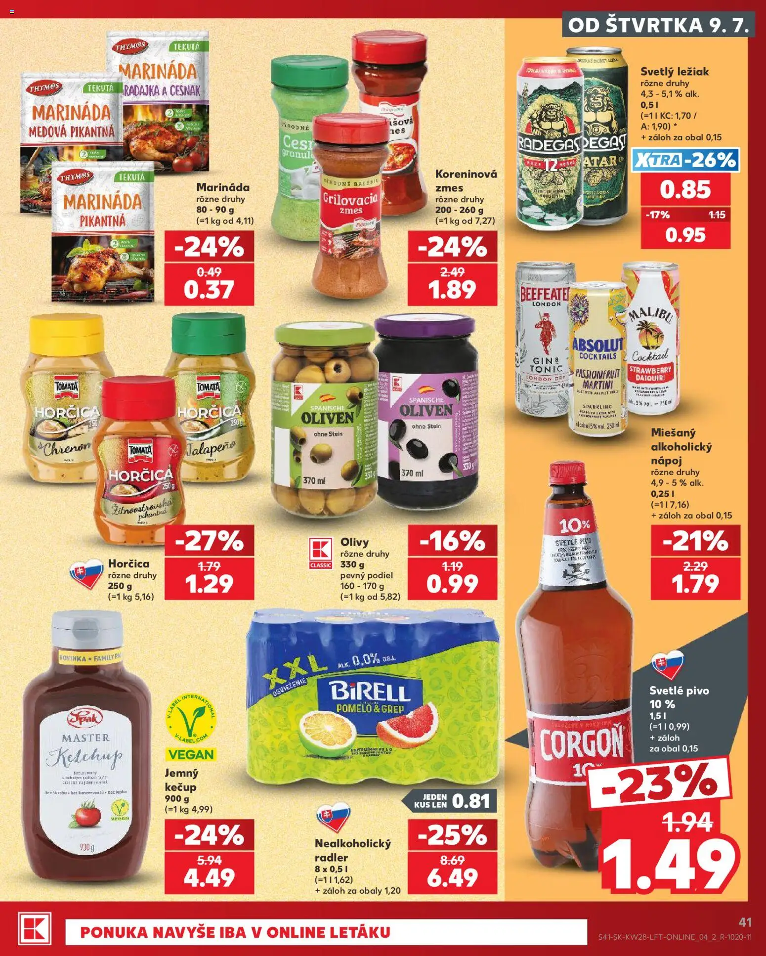 Nové Kaufland akcie – leták je platný od 09.07.2026 | Strana: 41 | Produkty: Pivo, Radler, Corgoň, Pomelo