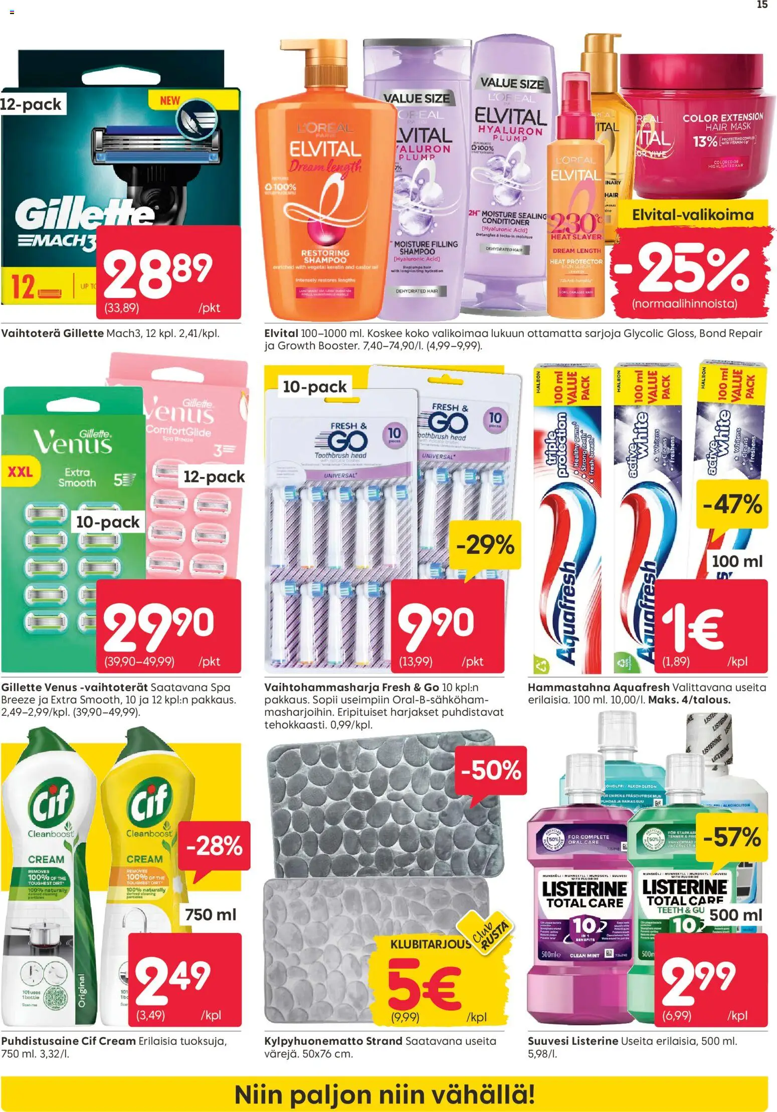 Rusta tarjoukset – voimassa 08.06.2026 alkaen | Sivu: 15 | Tuotteet: Shampoo, Hammastahna, Suuvesi, Puhdistusaine