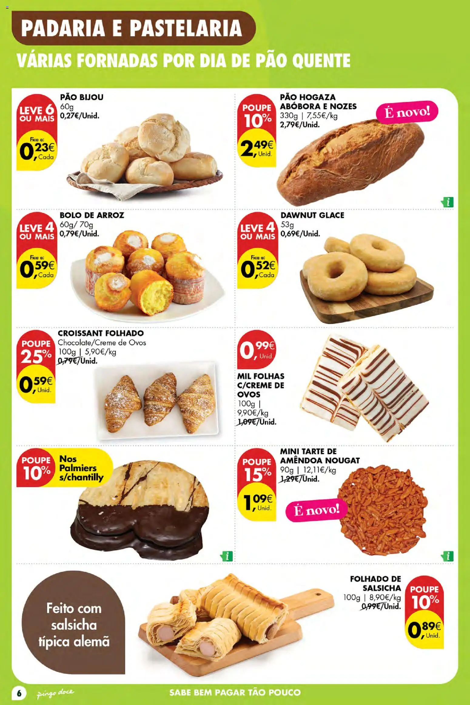 Pingo Doce Poupe Esta Semana Açores │ válido de 02/07/2026 | Página: 6 | Produtos: Salsicha, Pão, Tarte, Nozes