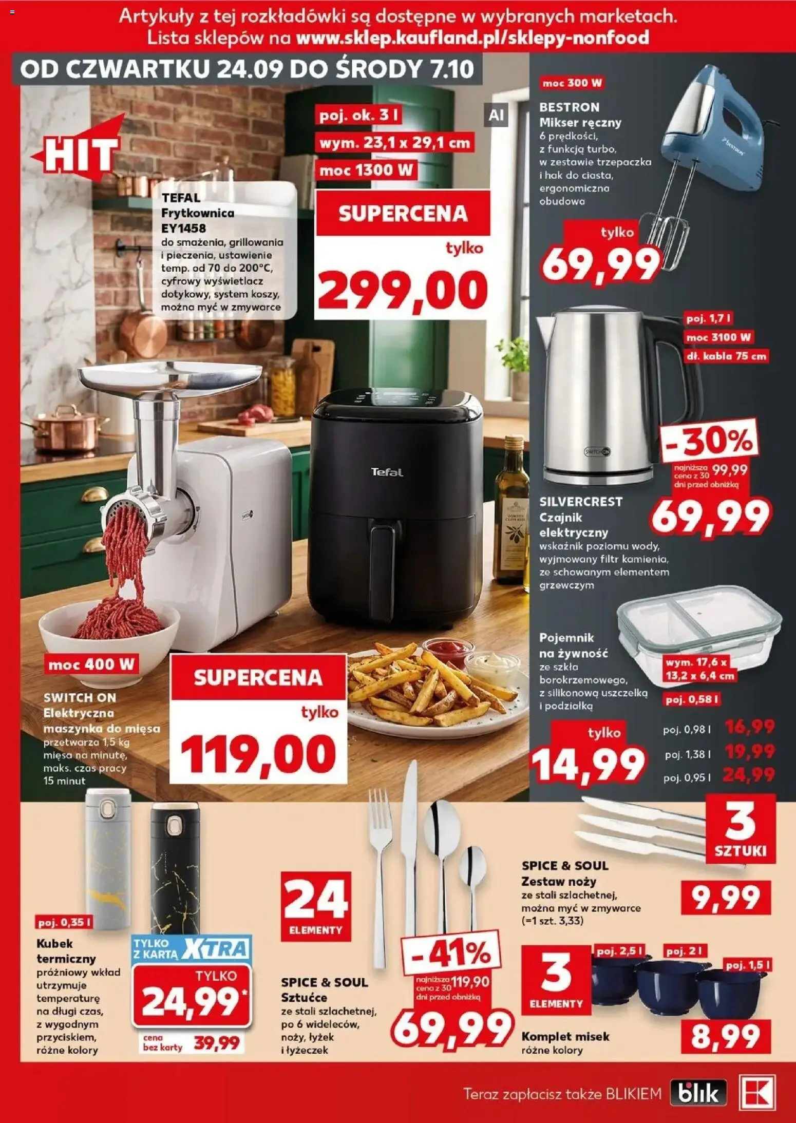 Kaufland gazetka - Złap Okazje od 24.09.2026 - od jutra PDF | Strona: 8 | Produkty: Czajnik elektryczny, Mikser, Kubek termiczny, Pojemnik na żywność