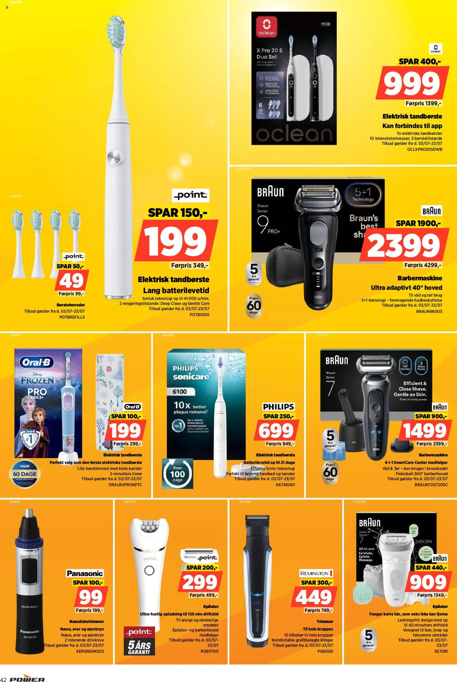 Power tilbudsavis – gyldig fra 10/07/2026 | Side: 42 | Produkter: Børste, Tandbørste, Epilator, Elektriske tandbørster
