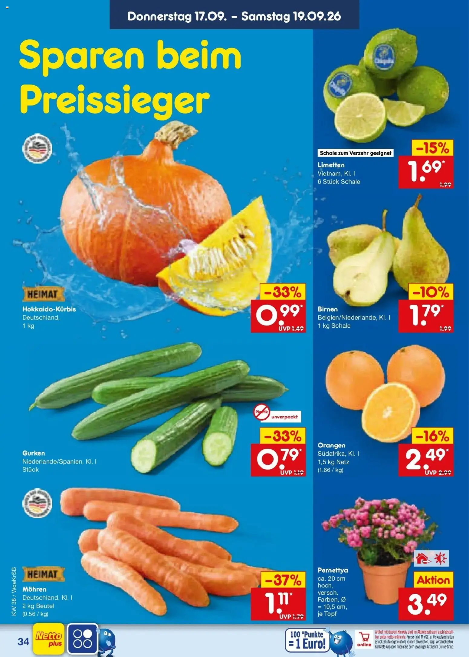 Netto Marken-Discount Prospekt Gemmingen – gültig ab 14.09.2026 | Seite: 48 | Produkte: Limetten, Orangen, Mohren, Gurken