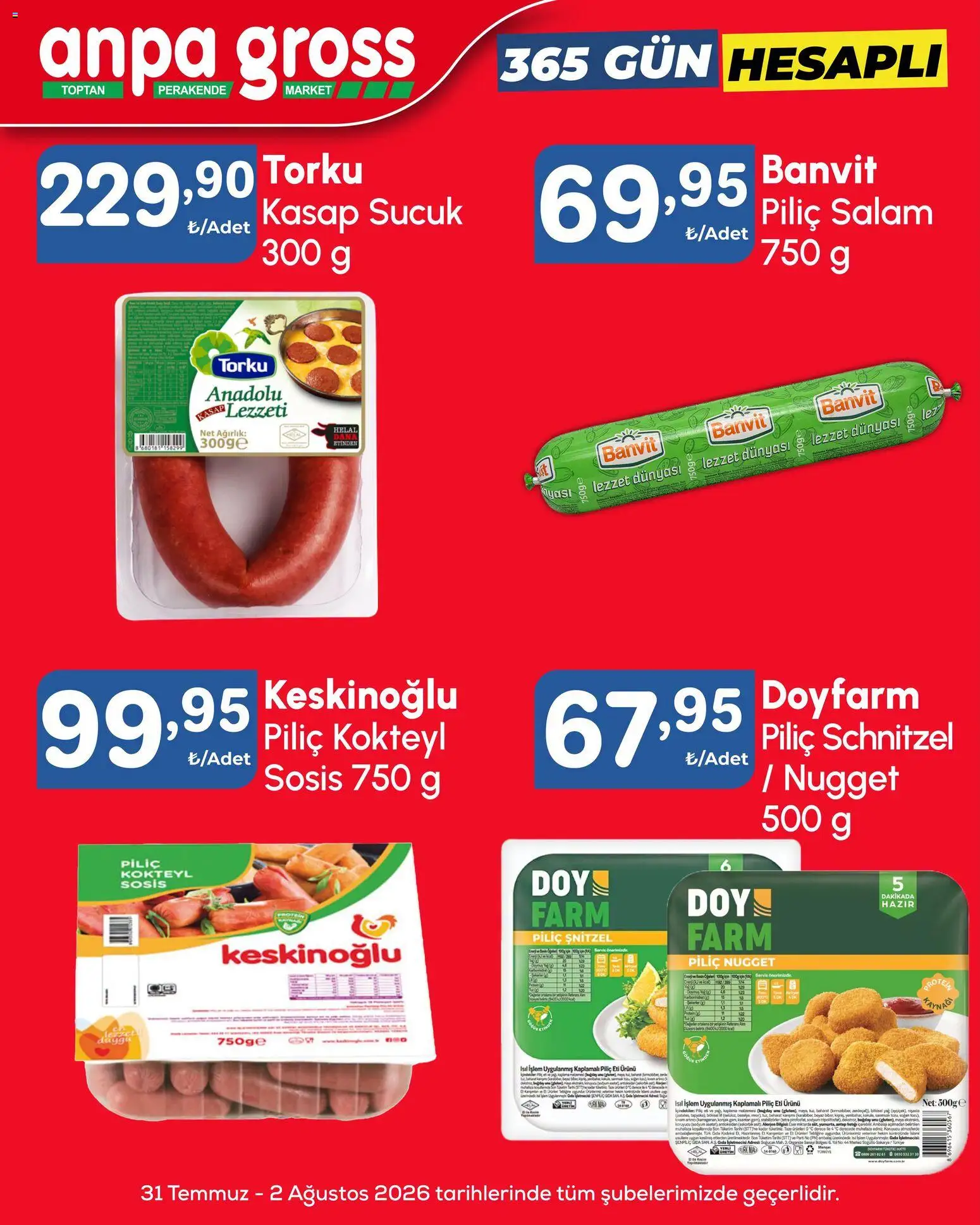 Anpa Gross - Hafta sonu fırsatları - 31 Temmuz 2026 tarihinden itibaren geçerlidir | Sayfa: 4 | Ürünler: Baharat, Piliç, Sucuk, Piliç nugget