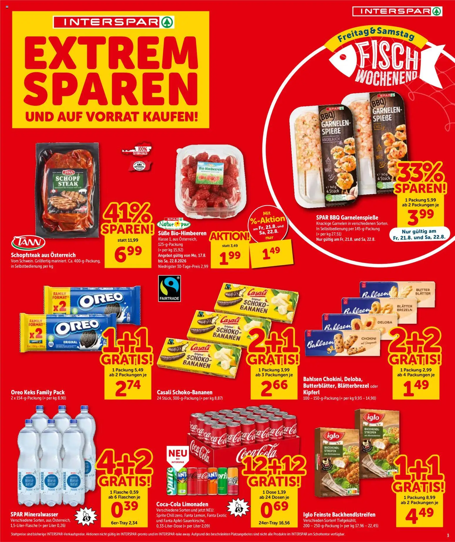 Interspar - Flugblatt gültig ab 20.08.2026 | Seite: 3 | Produkte: Knoblauch, Mineralwasser, Fanta, Bananen