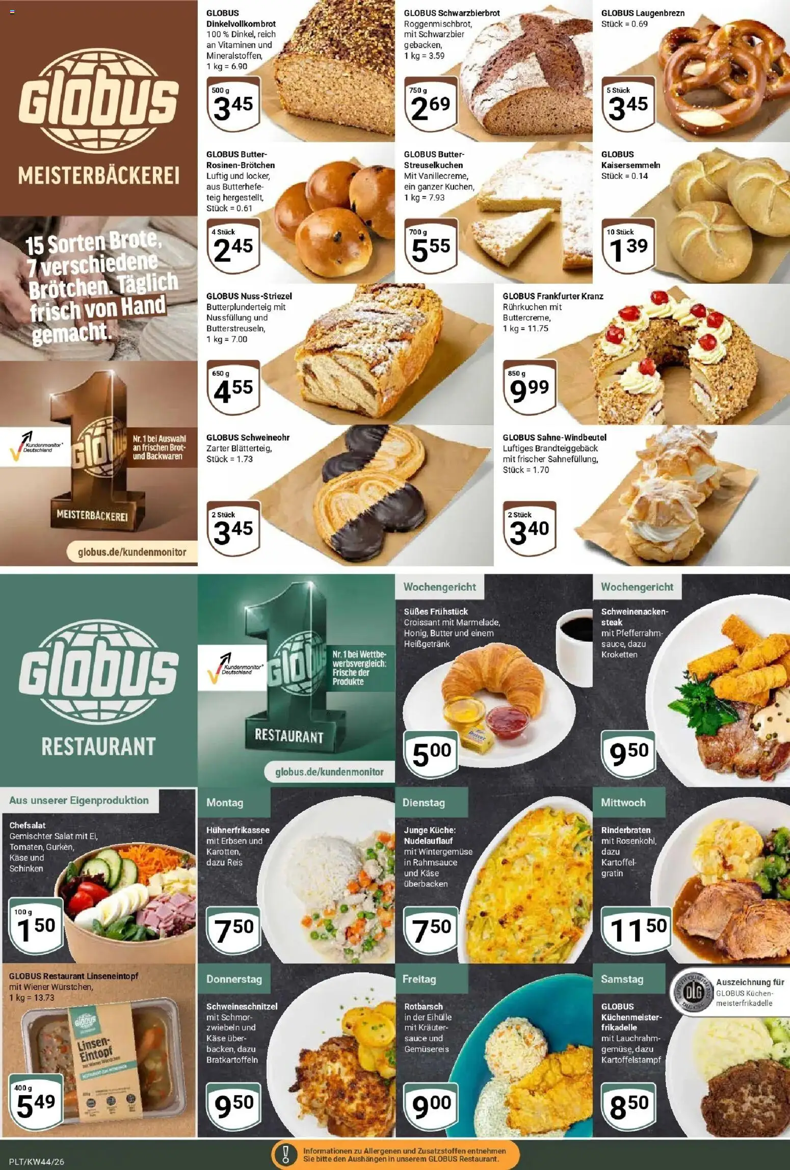 Globus Prospekt Plattling (ab 26.10.2026) » Angebote online | Seite: 5 | Produkte: Rinderbraten, Butter, Zwiebeln, Erbsen