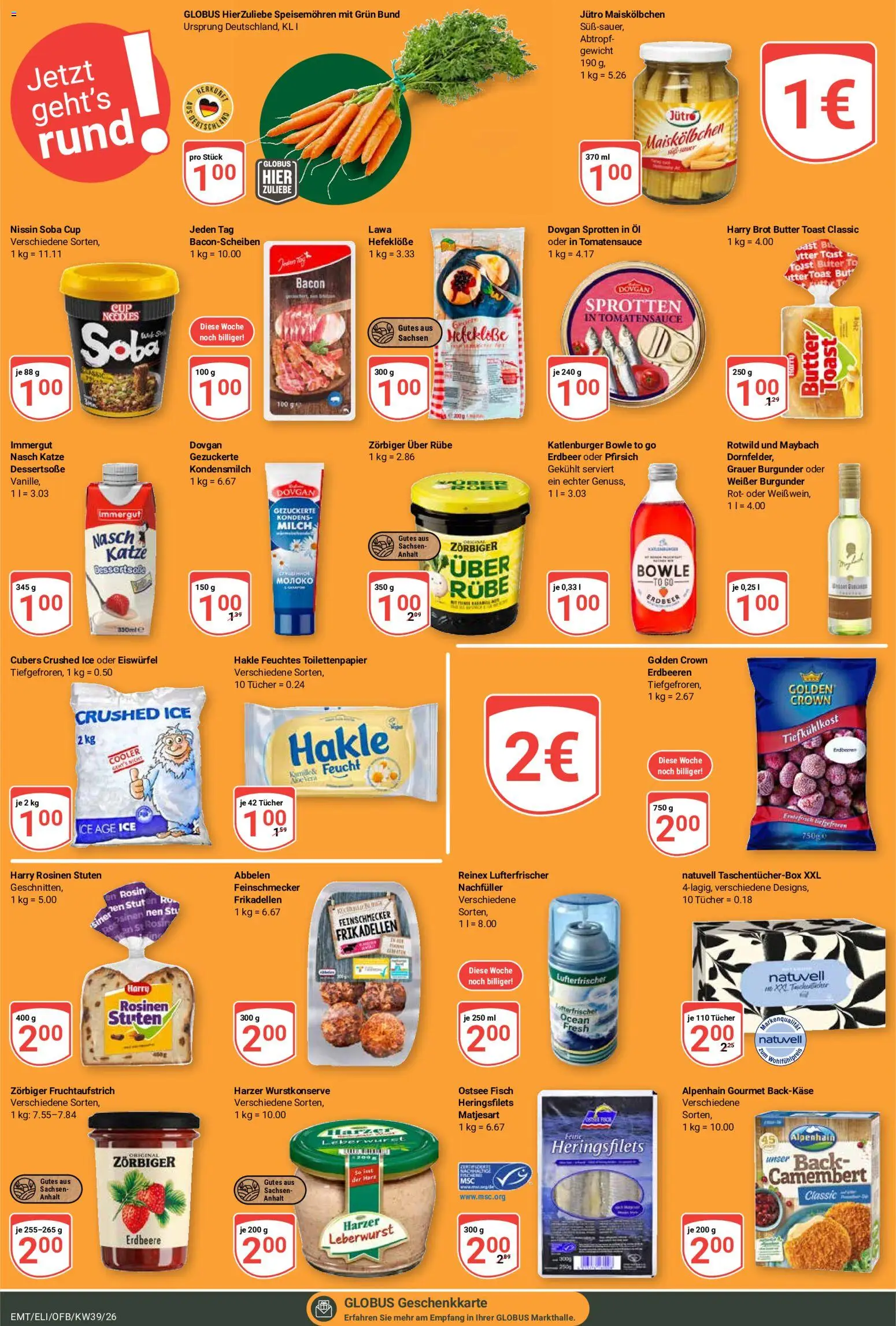 Globus Prospekt Erfurt – gültig ab 21.09.2026 | Seite: 25 | Produkte: Fisch, Camembert, Kondensmilch, Brot