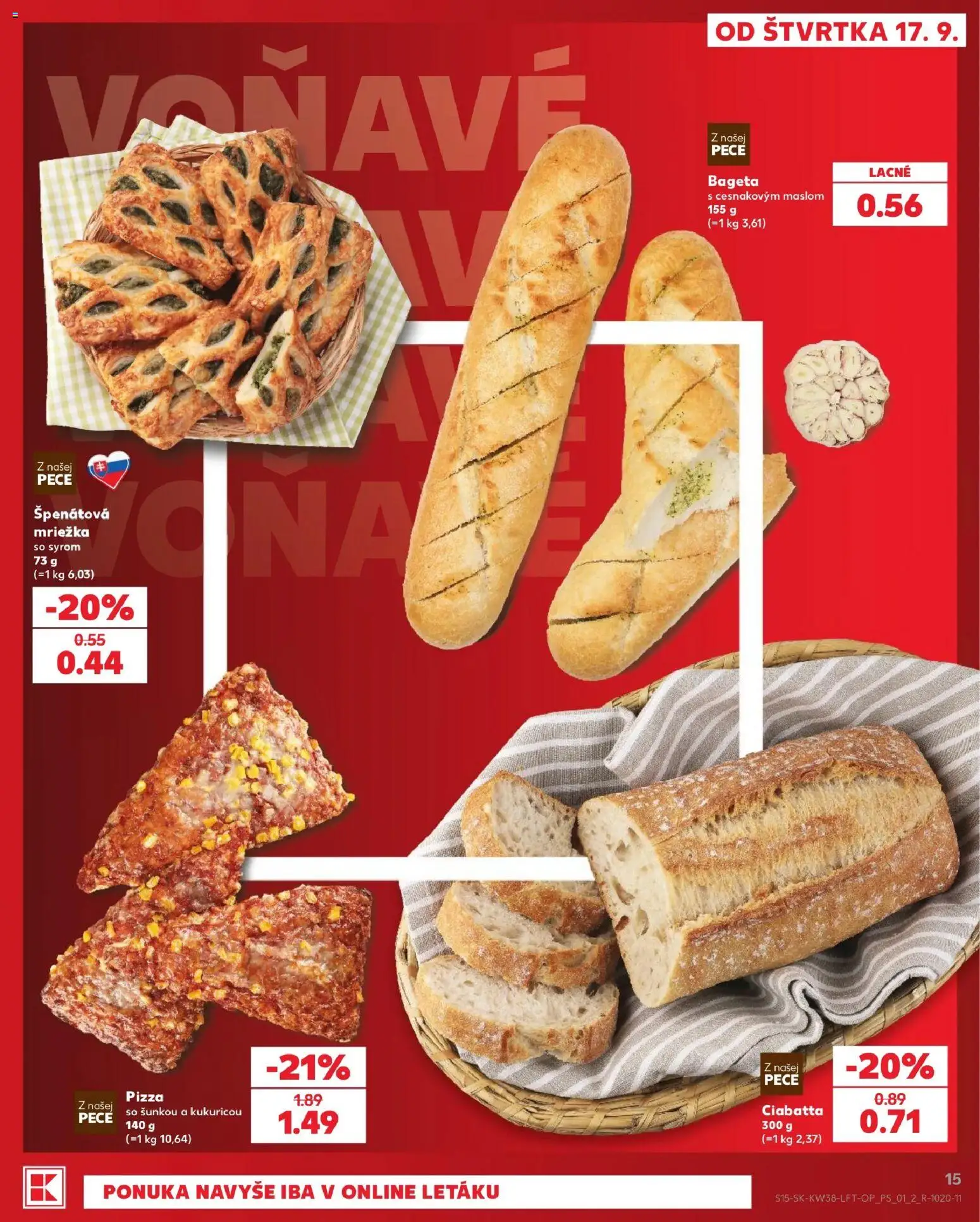 Nové Kaufland akcie – leták je platný od 17.09.2026 | Strana: 15 | Produkty: Pizza, Bageta