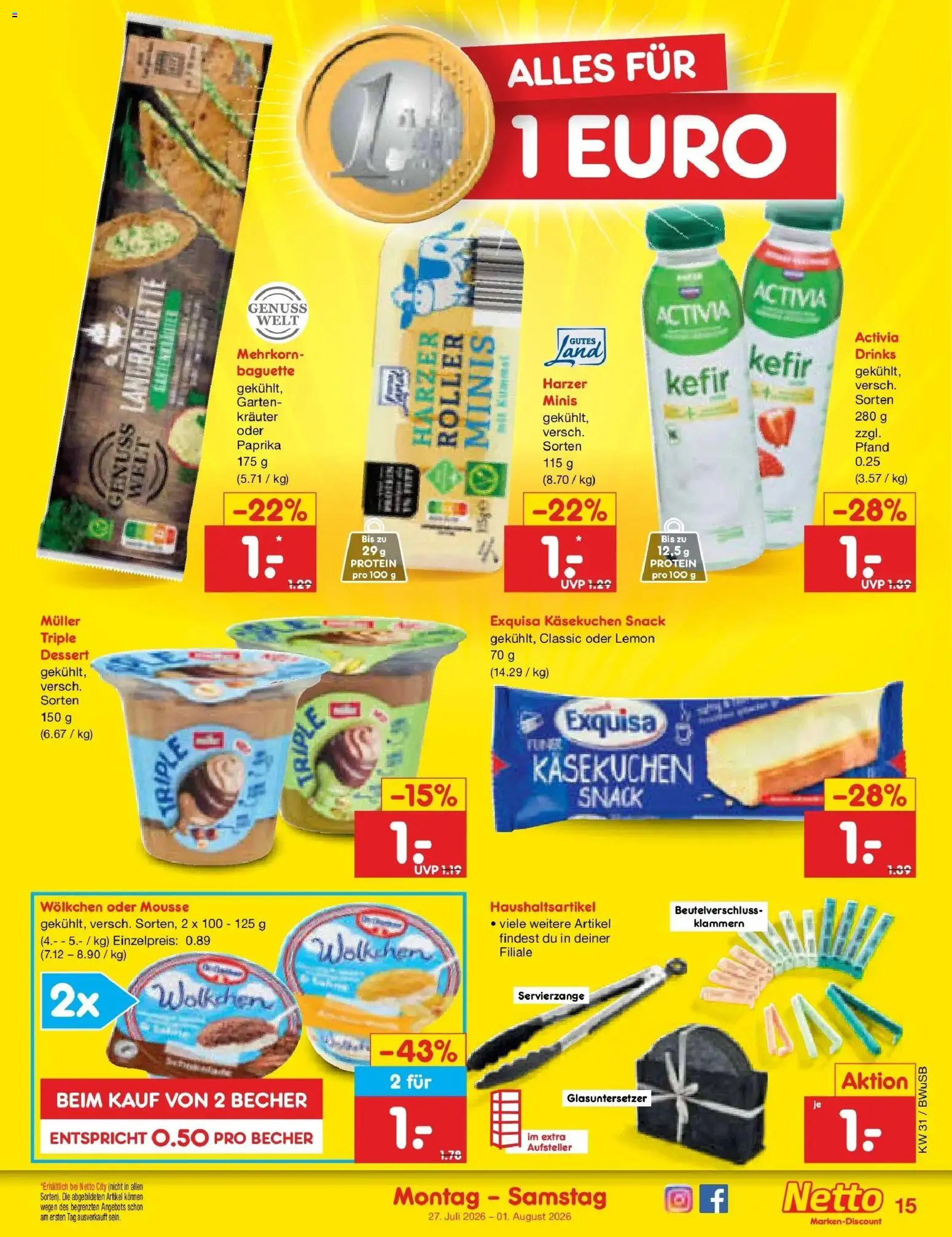 Netto Marken-Discount Prospekt Bielefeld – gültig ab 27.07.2026 | Seite: 25 | Produkte: Activia, Kefir, Exquisa, Paprika