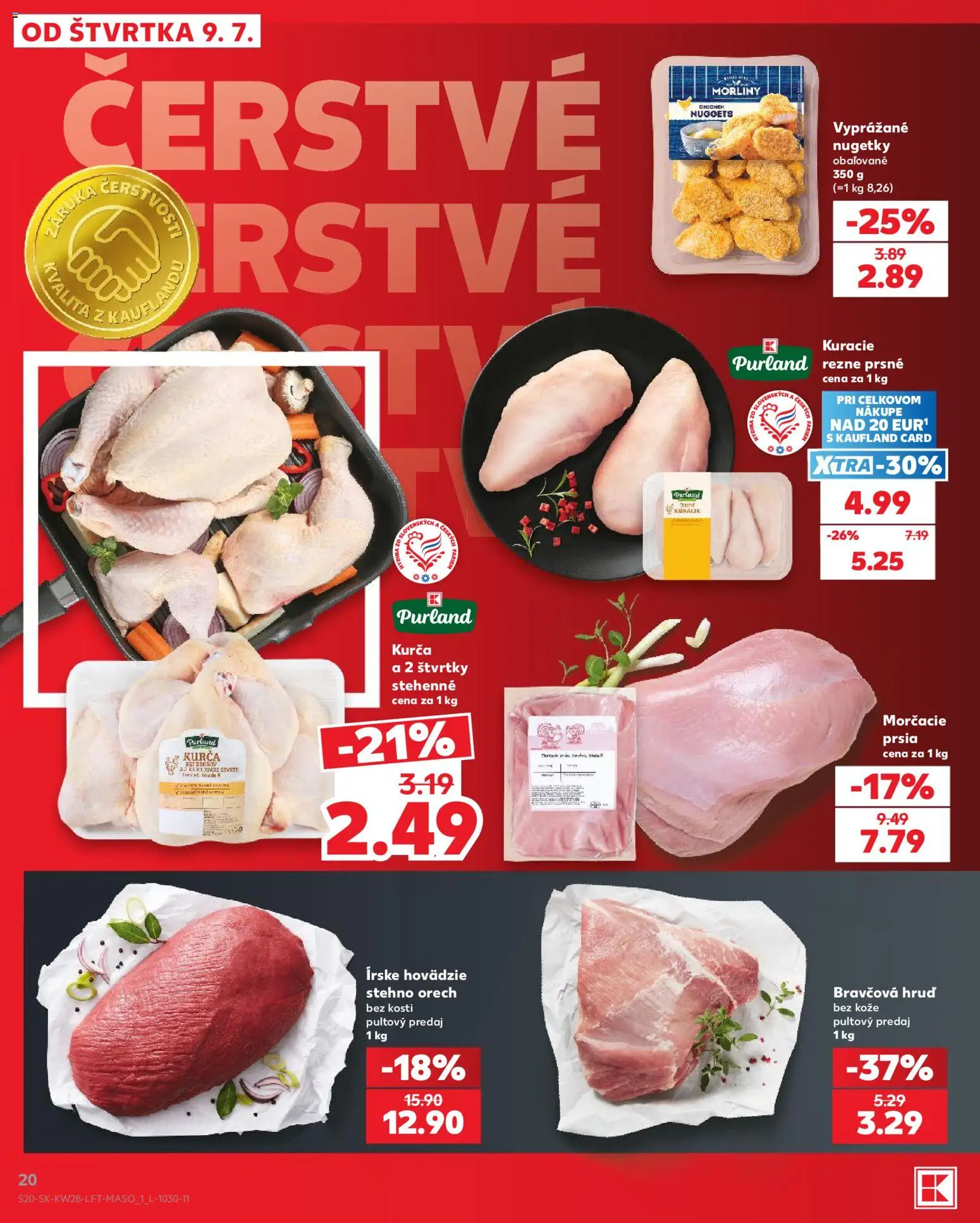 Nové Kaufland akcie – leták je platný od 09.07.2026 | Strana: 20 | Produkty: Kurča
