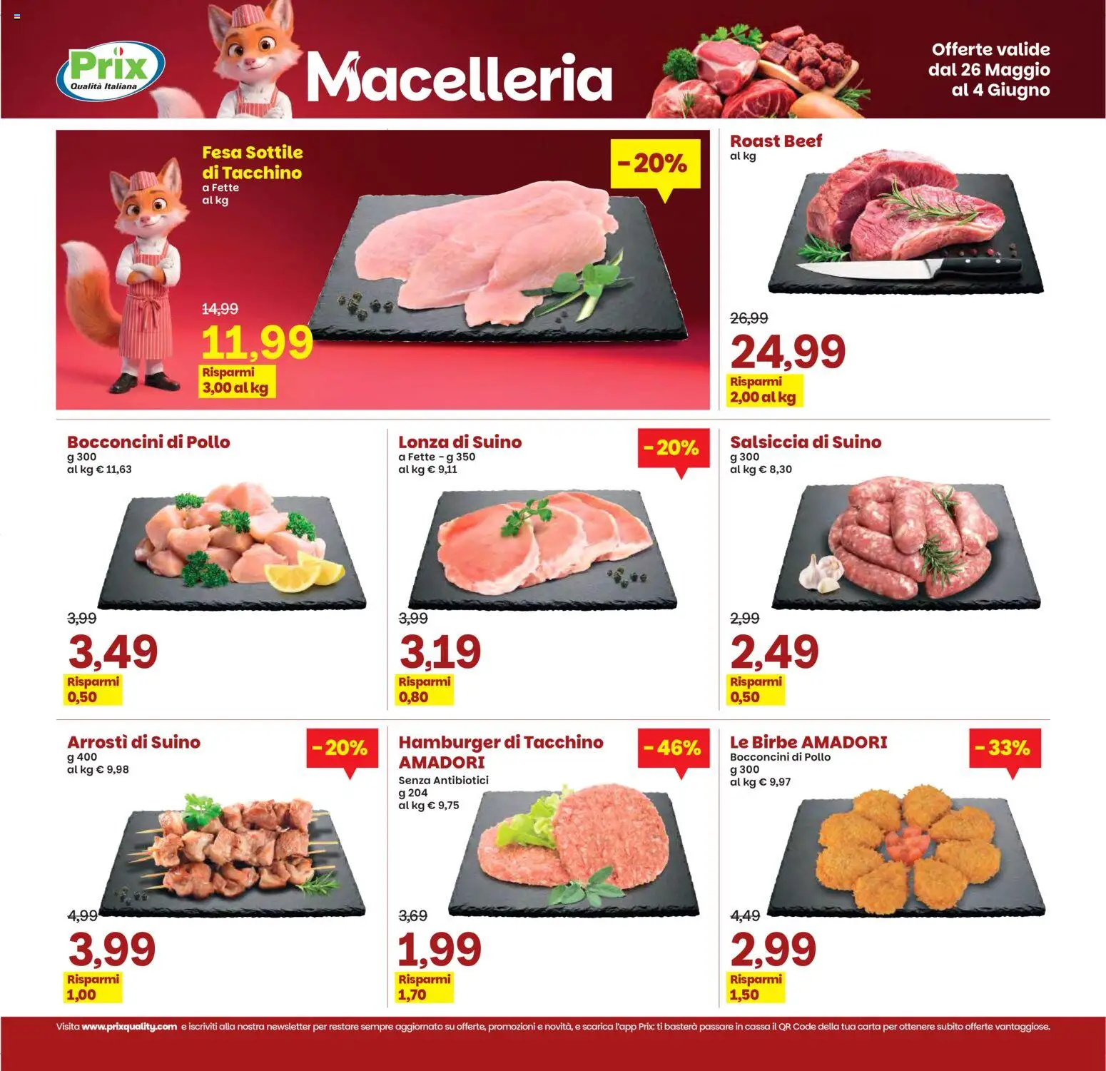 Volantino Prix del 26.05.2026 | Pagina: 5 | Prodotti: Pollo, Suino, Tacchino, Hamburger