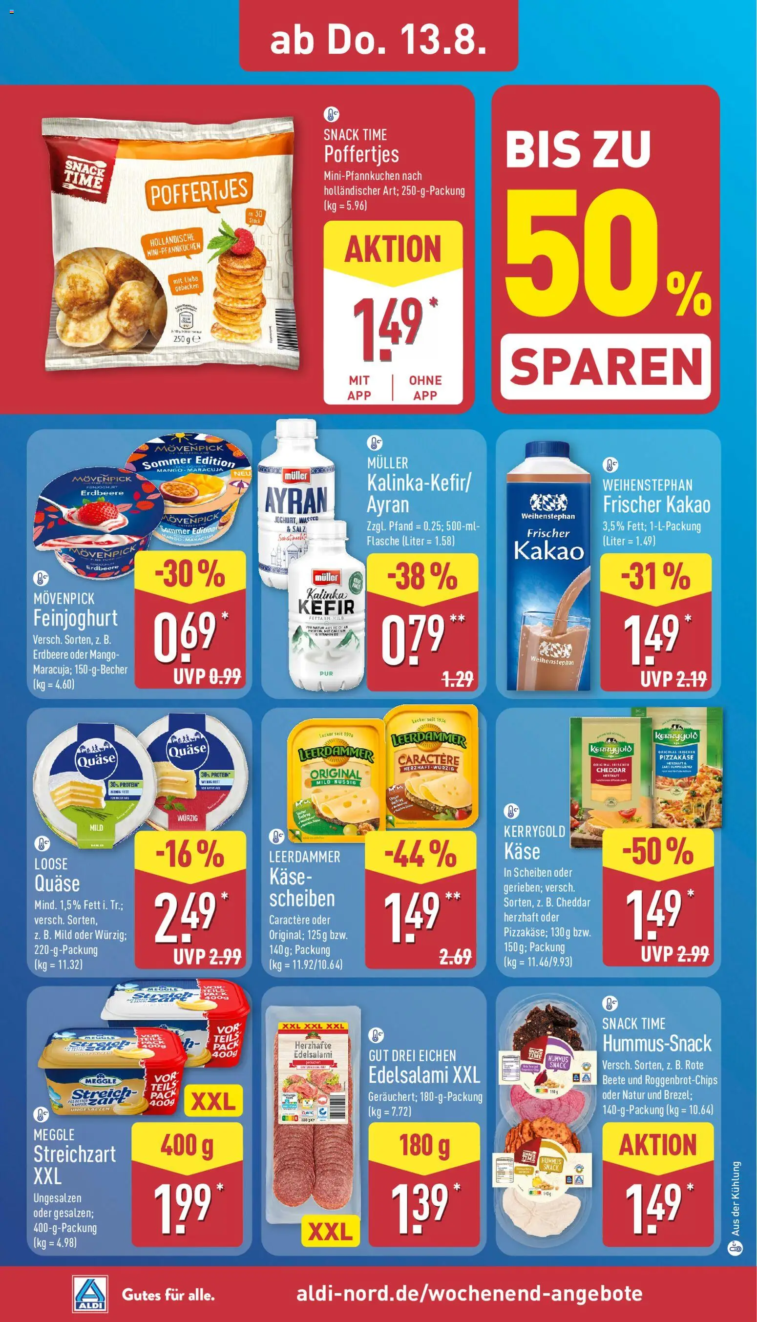 Aldi Prospekt – gültig ab 10.08.2026 | Seite: 30 | Produkte: Kefir, Leerdammer, Rote Beete, Salami