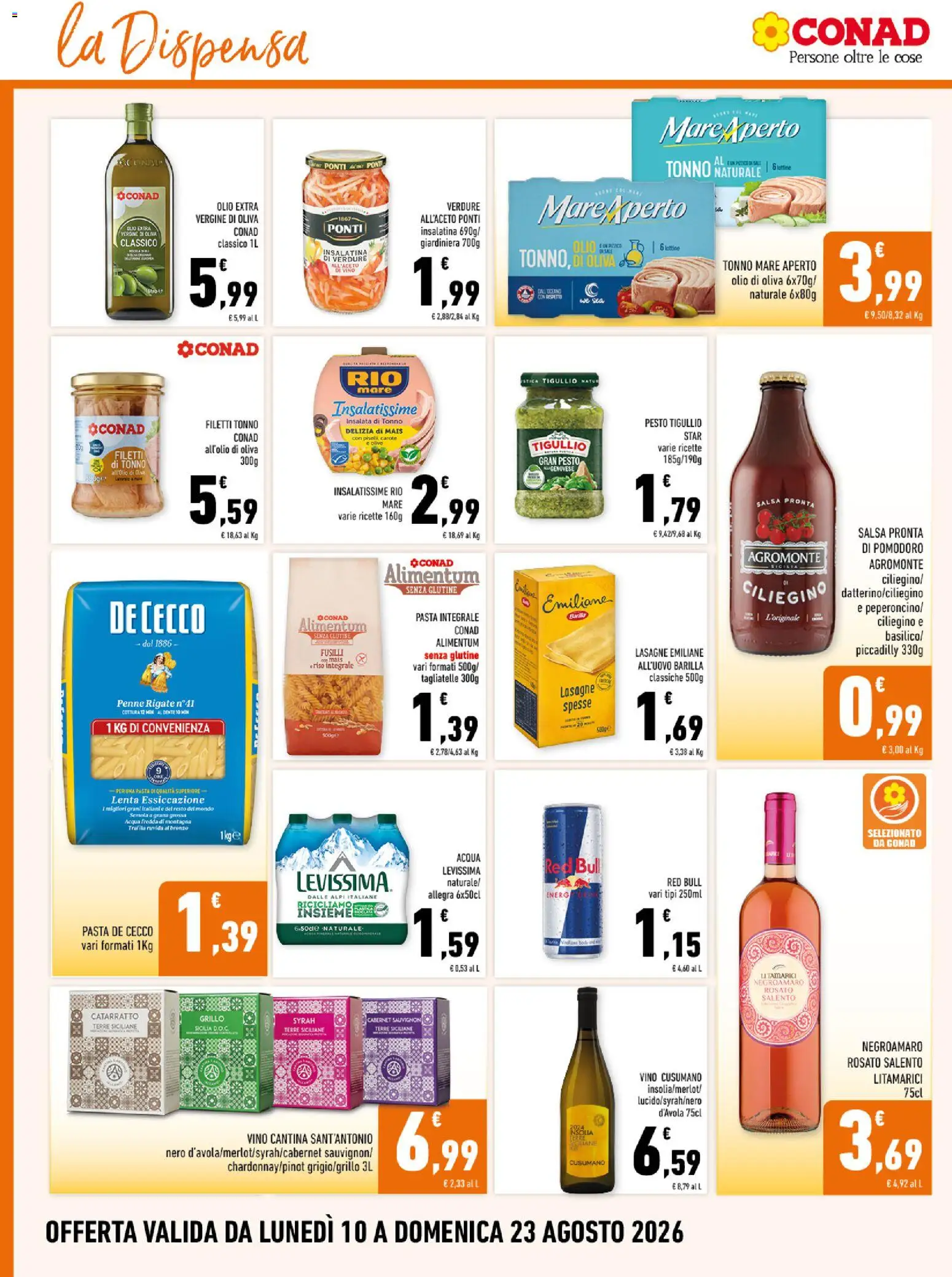 Volantino Conad del 10/08/2026 | Pagina: 12 | Prodotti: Tagliatelle, Pasta, Barilla, Tonno