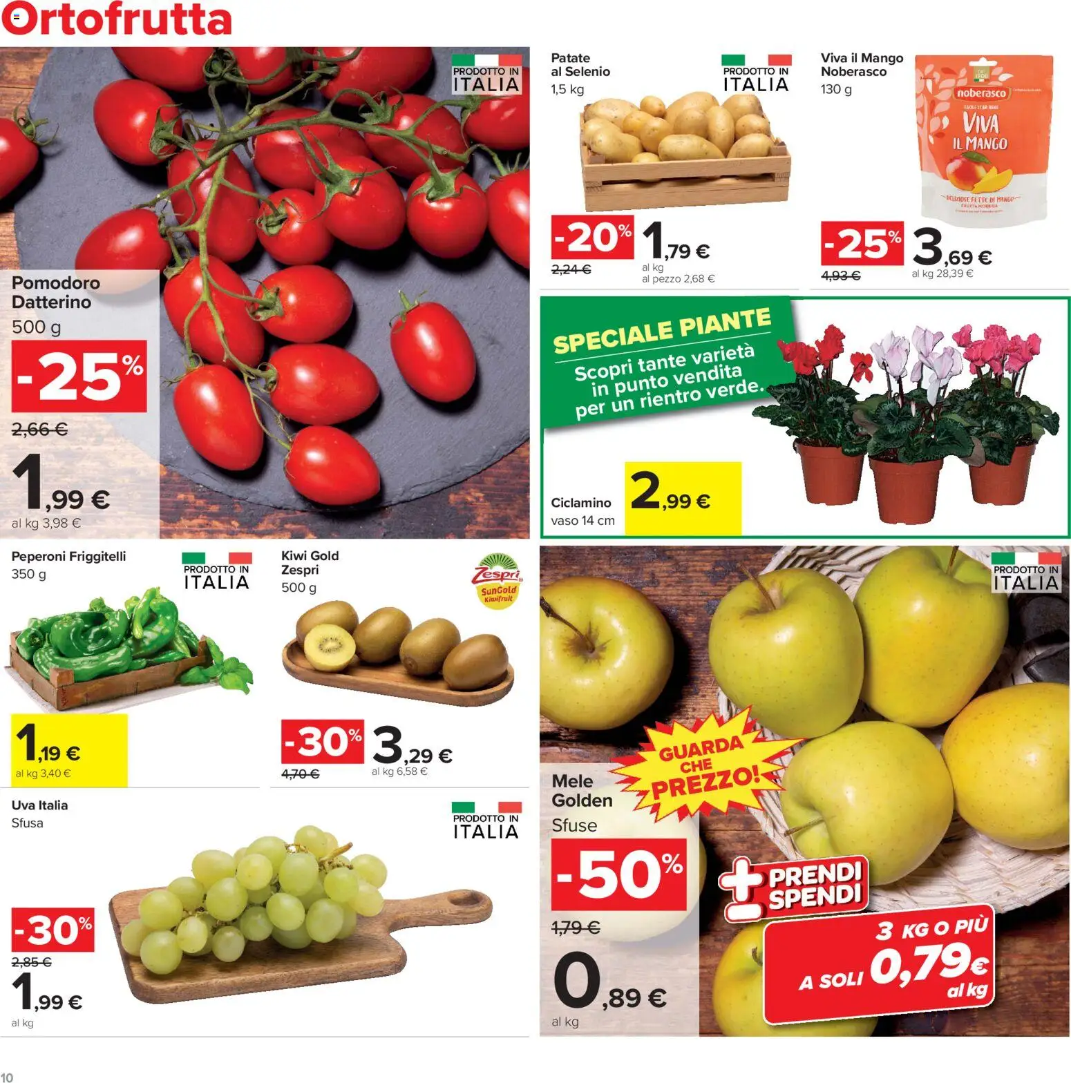Volantino Carrefour del 15/09/2026 | Pagina: 10 | Prodotti: Peperoni, Kiwi, Pomodoro, Mango