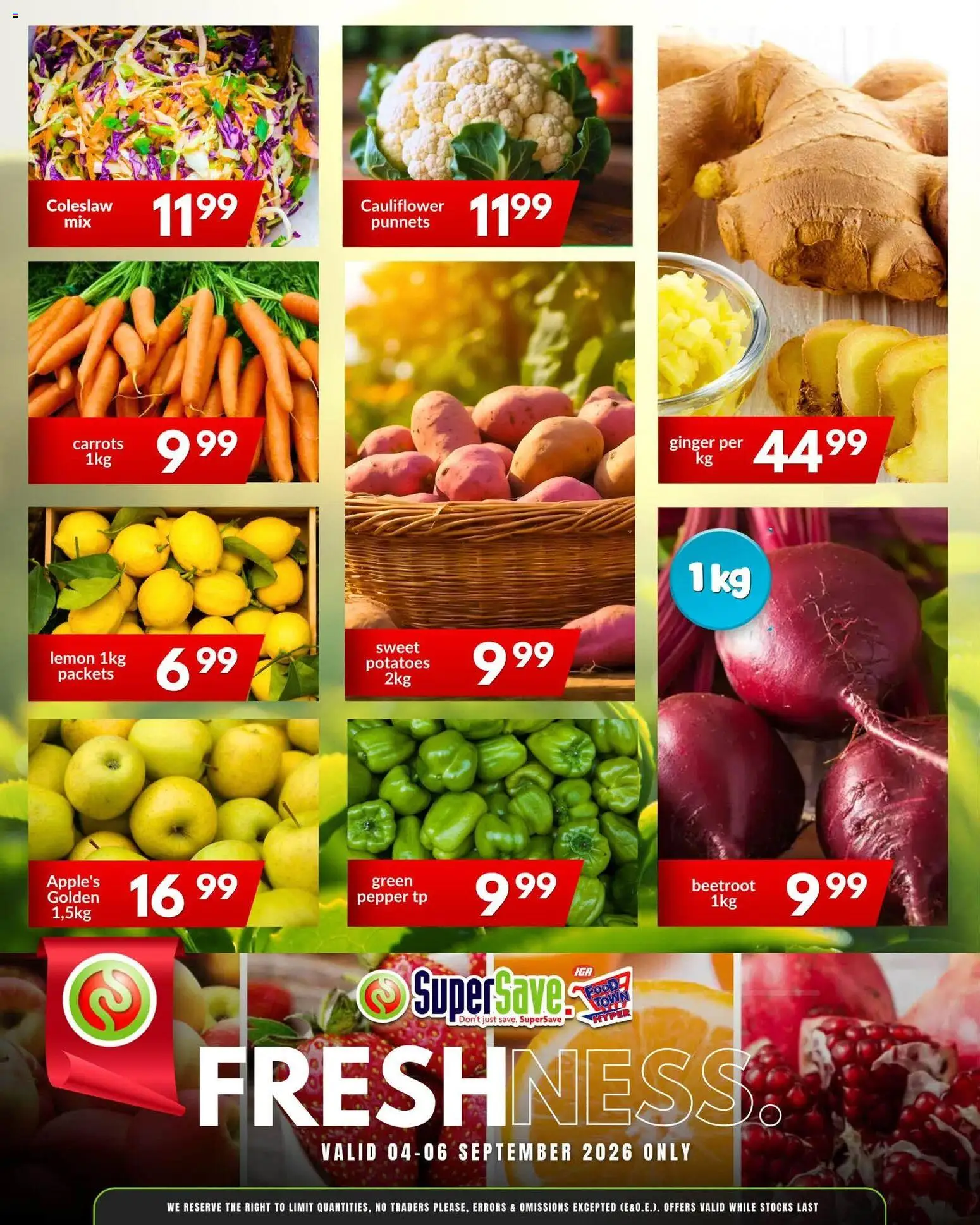 New Super Save catalogue – valid from 04/09/2026 | Page: 2 | Products: Cauliflower, Carrots, Potatoes, Pepper