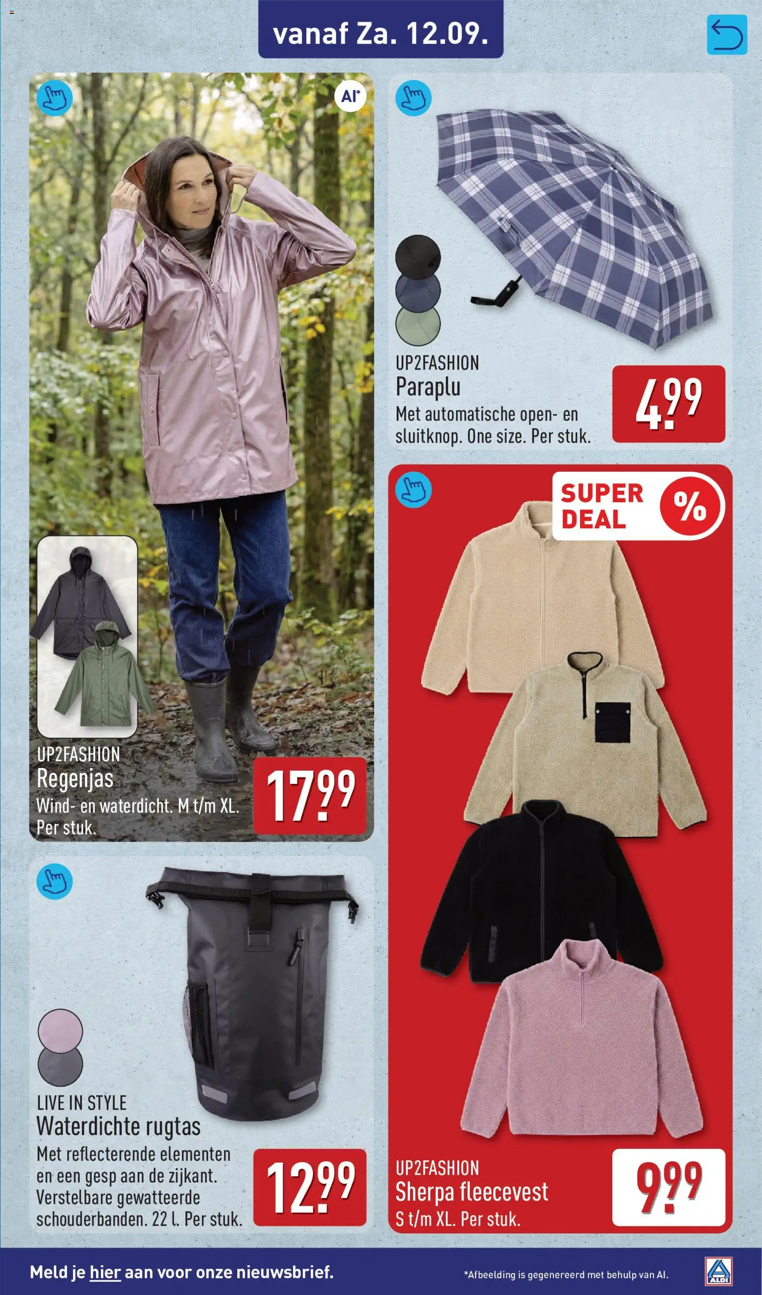 {H1} | Pagina: 9 | Producten: Regenjas, Vest, Paraplu