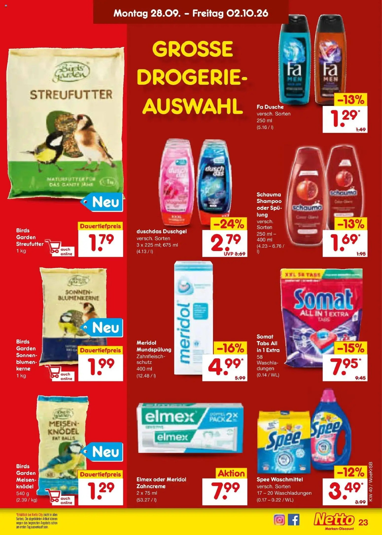 Netto Marken-Discount Prospekt Jüchen – gültig ab 28.09.2026 | Seite: 33 | Produkte: Schauma shampoo, Blumen, Duschgel, Duschdas