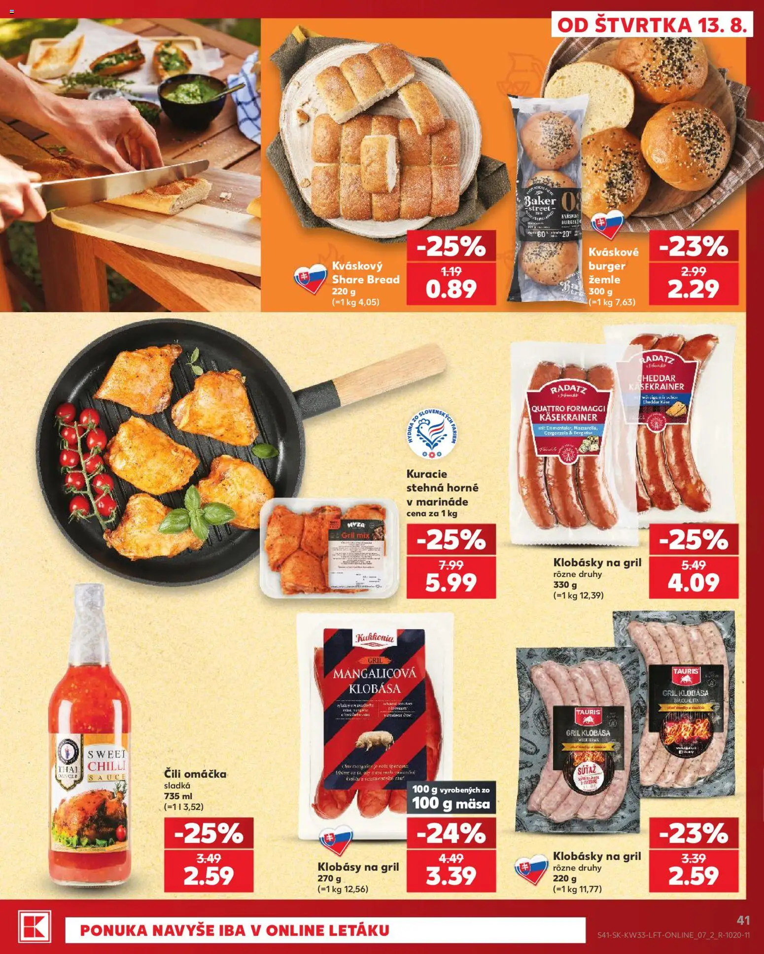 Nové Kaufland akcie – leták je platný od 13.08.2026 | Strana: 41 | Produkty: Gril, Cheddar, Klobása