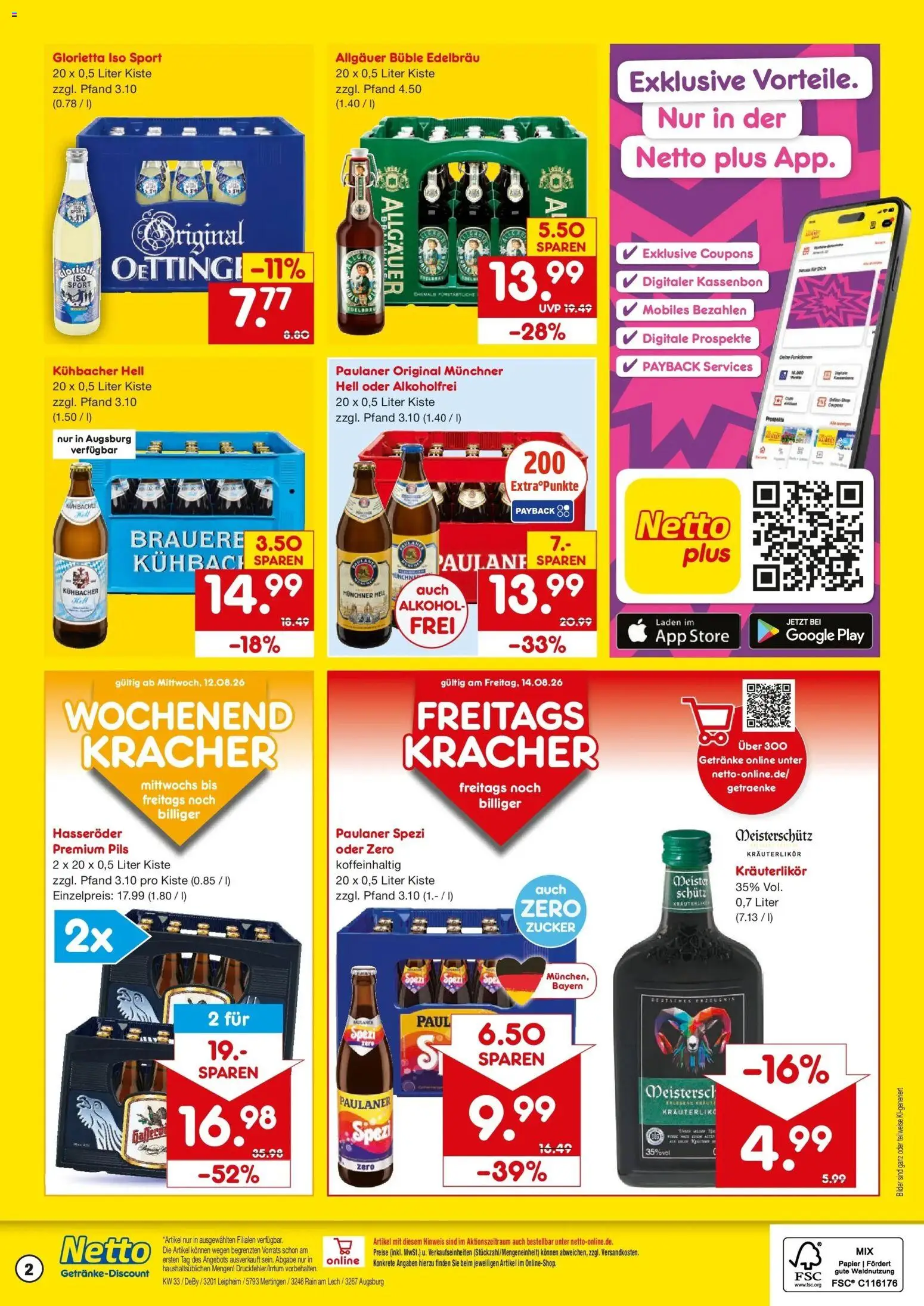 Netto Marken-Discount Prospekt Leipheim – gültig ab 10.08.2026 | Seite: 2 | Produkte: Bilder, Alkohol, Hasseröder, Paulaner