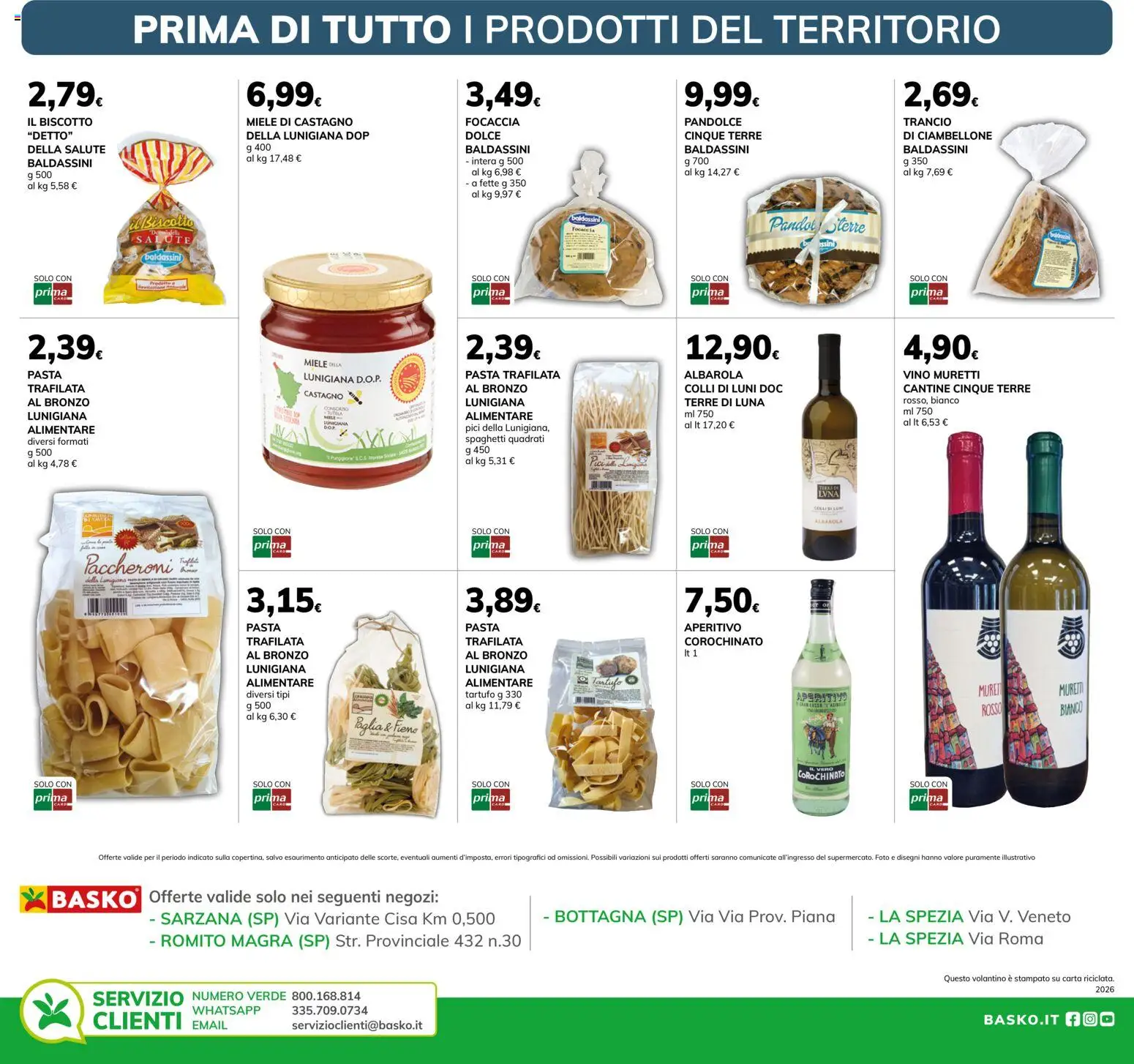 Volantino Basko del 14/07/2026 | Pagina: 4 | Prodotti: Focaccia, Pasta, Miele, Aperitivo