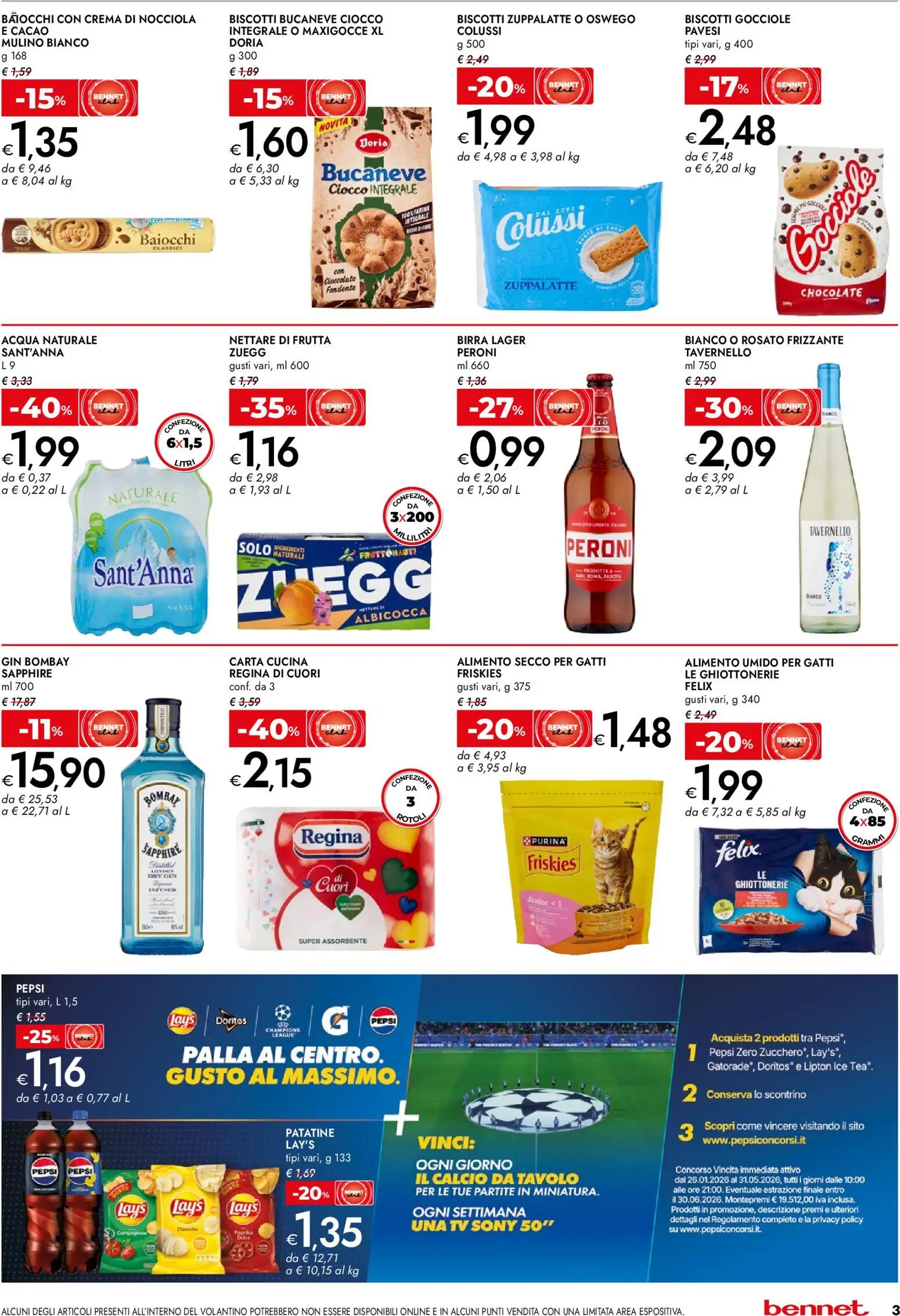 Volantino bennet del 20.04.2026 | Pagina: 3 | Prodotti: Birra, TV, Cacao, Tavolo