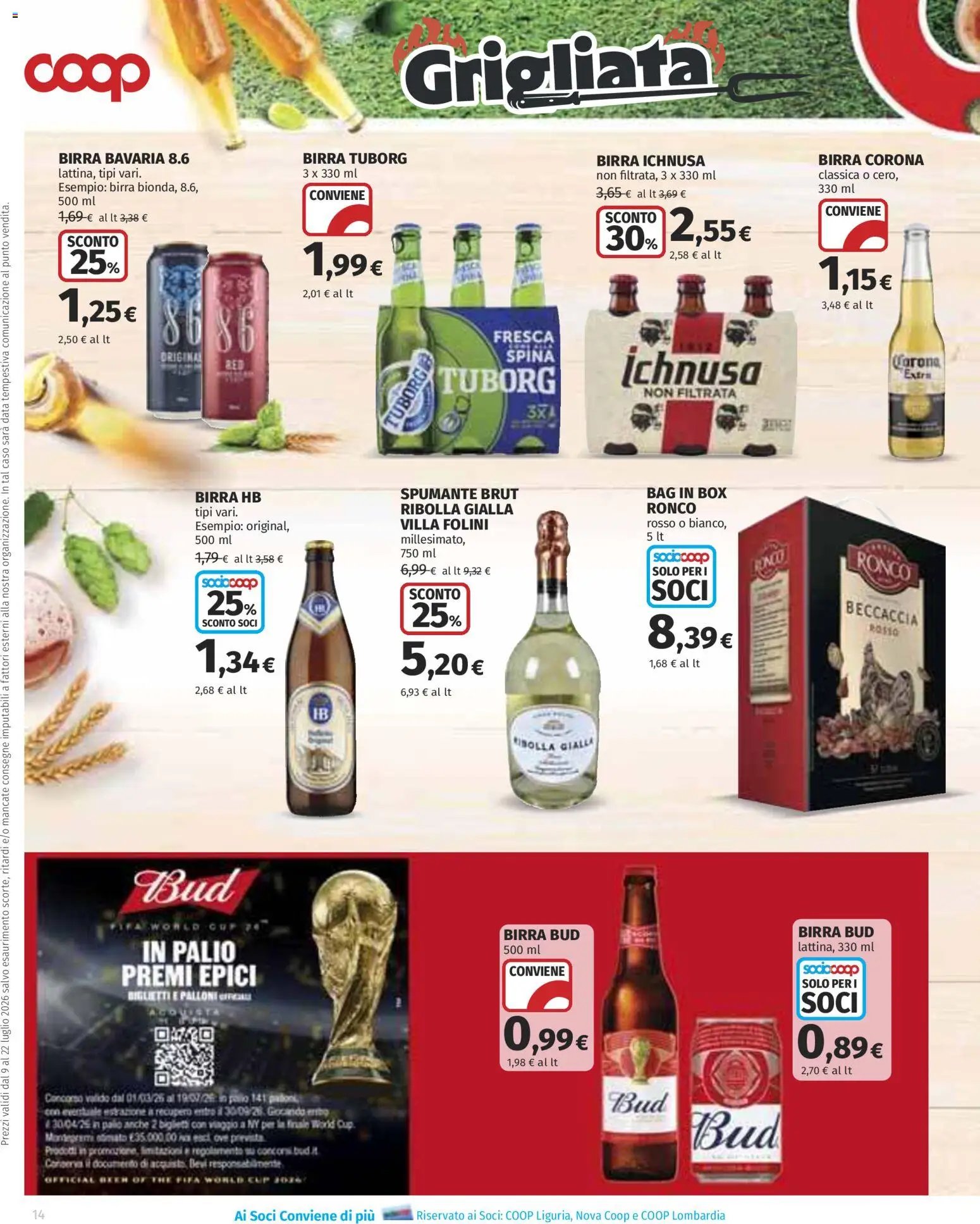 Volantino COOP del 09/07/2026 | Pagina: 14 | Prodotti: Birra, Data, The, Spumante