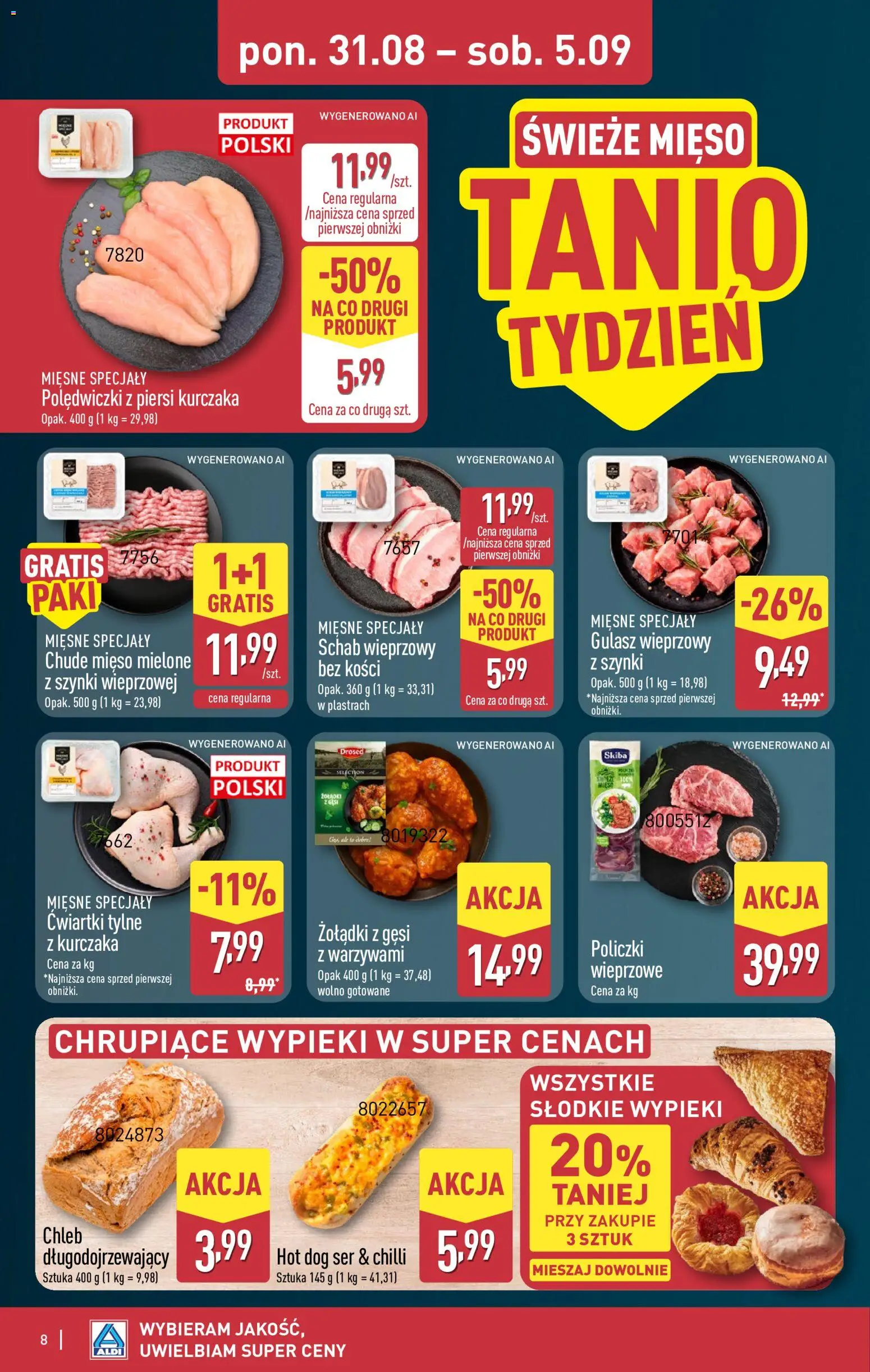 Aldi Polsko leták od 31.08.2026 | Strana: 8 | Produkty: Chléb, Hot dog, Chilli
