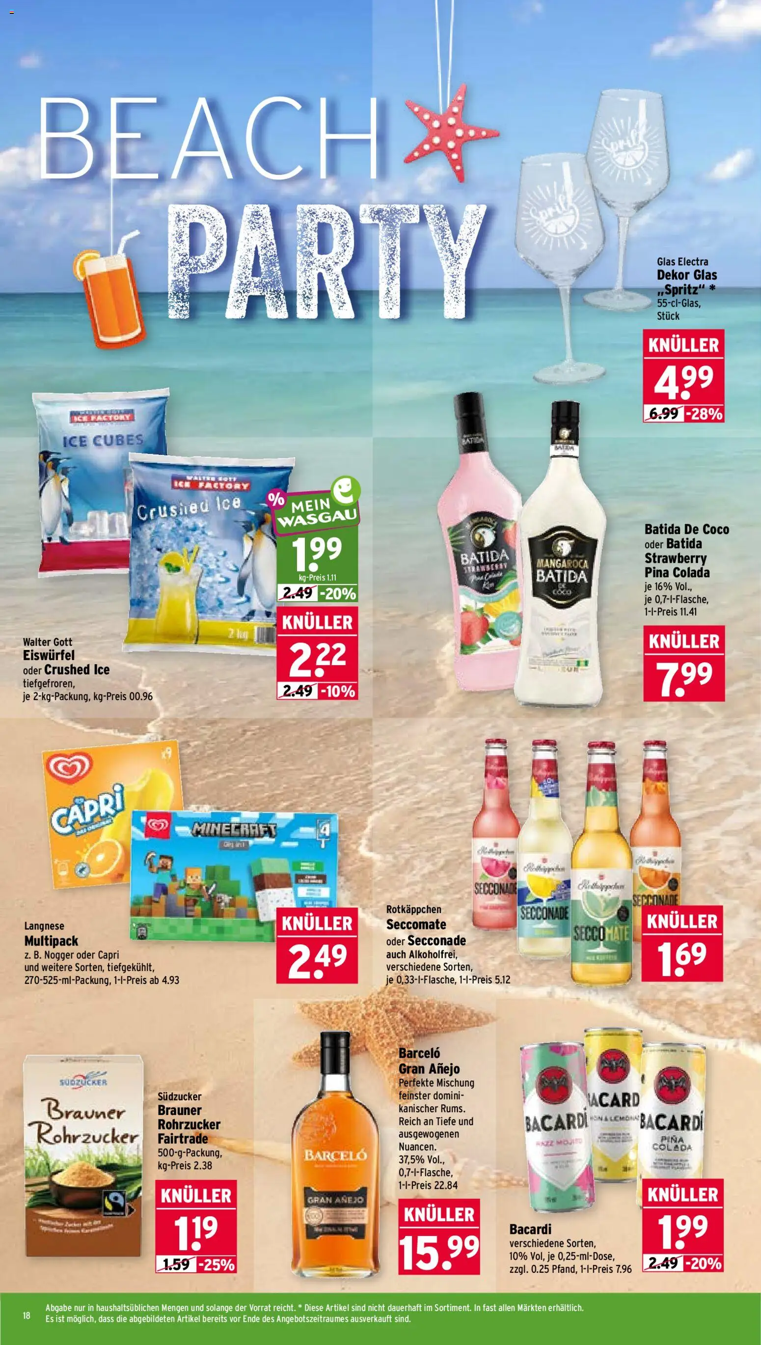 Wasgau Prospekt – gültig ab 10.08.2026 | Seite: 18 | Produkte: Bacardi, Langnese, Batida de coco, Rotkäppchen