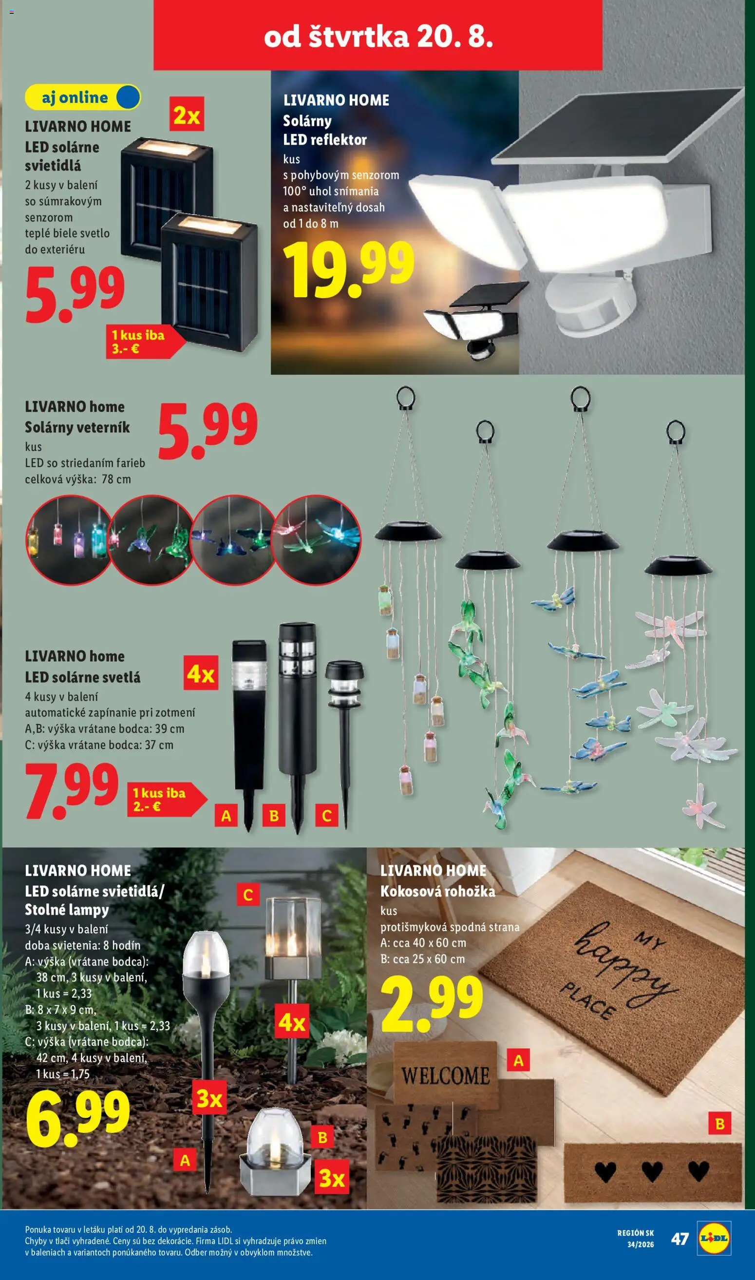 Nové Lidl akcie – leták je platný od 17.08.2026 | Strana: 87 | Produkty: Led reflektor, Reflektor, Rohožka, Svietidlá