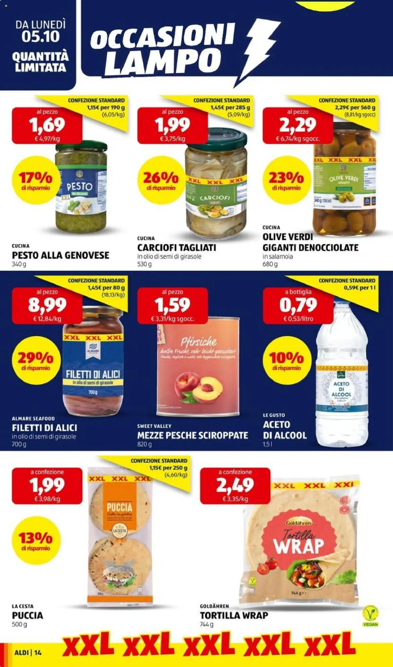Volantino Aldi del 05/10/2026 | Pagina: 16 | Prodotti: Vegan, Olio di semi, Olio di semi di girasole, Bottiglia