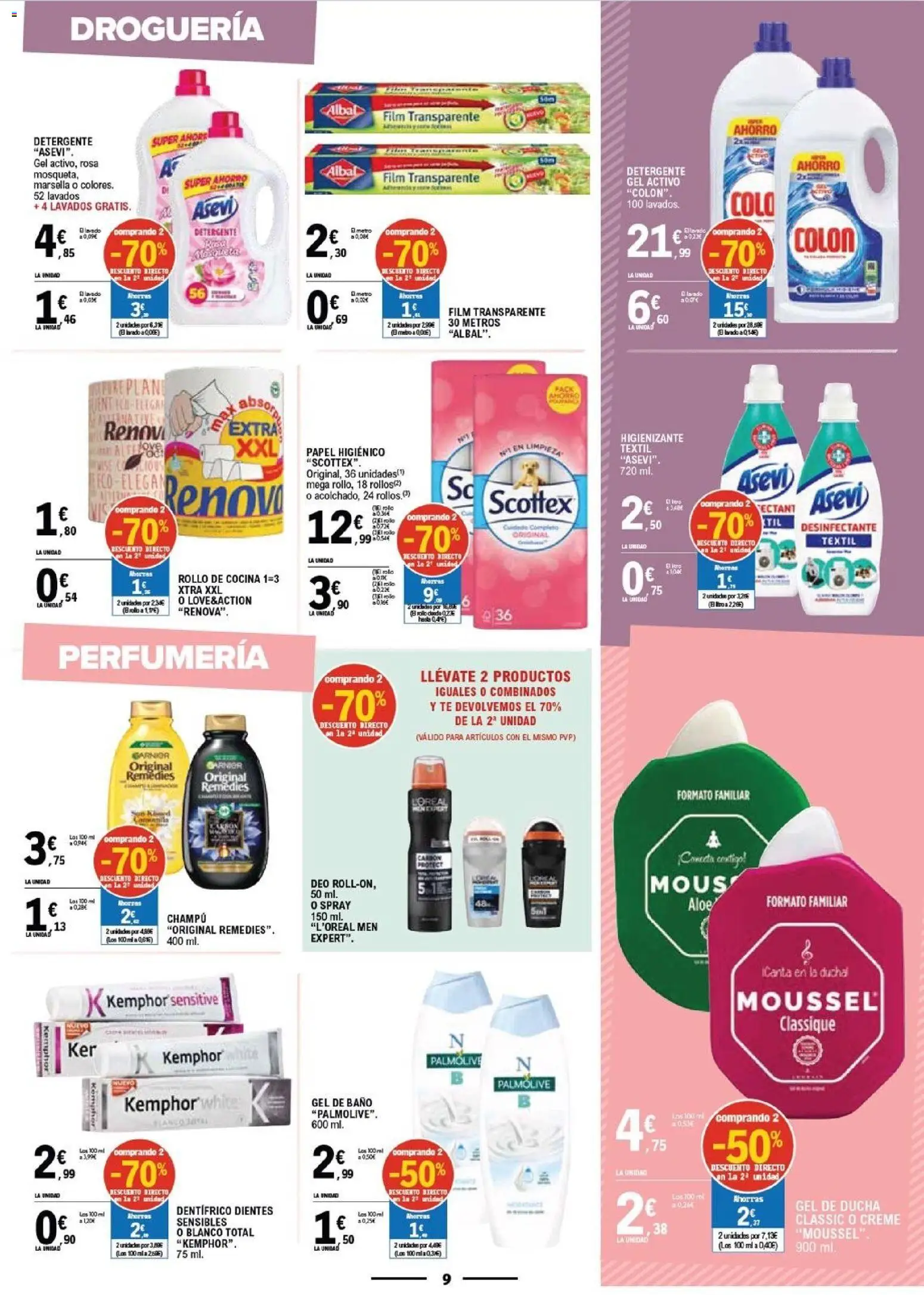 E.Leclerc Vitoria │ válido desde el 08/07/2026 | Página: 9 | Productos: Champú, Detergente, Papel higienico, Té