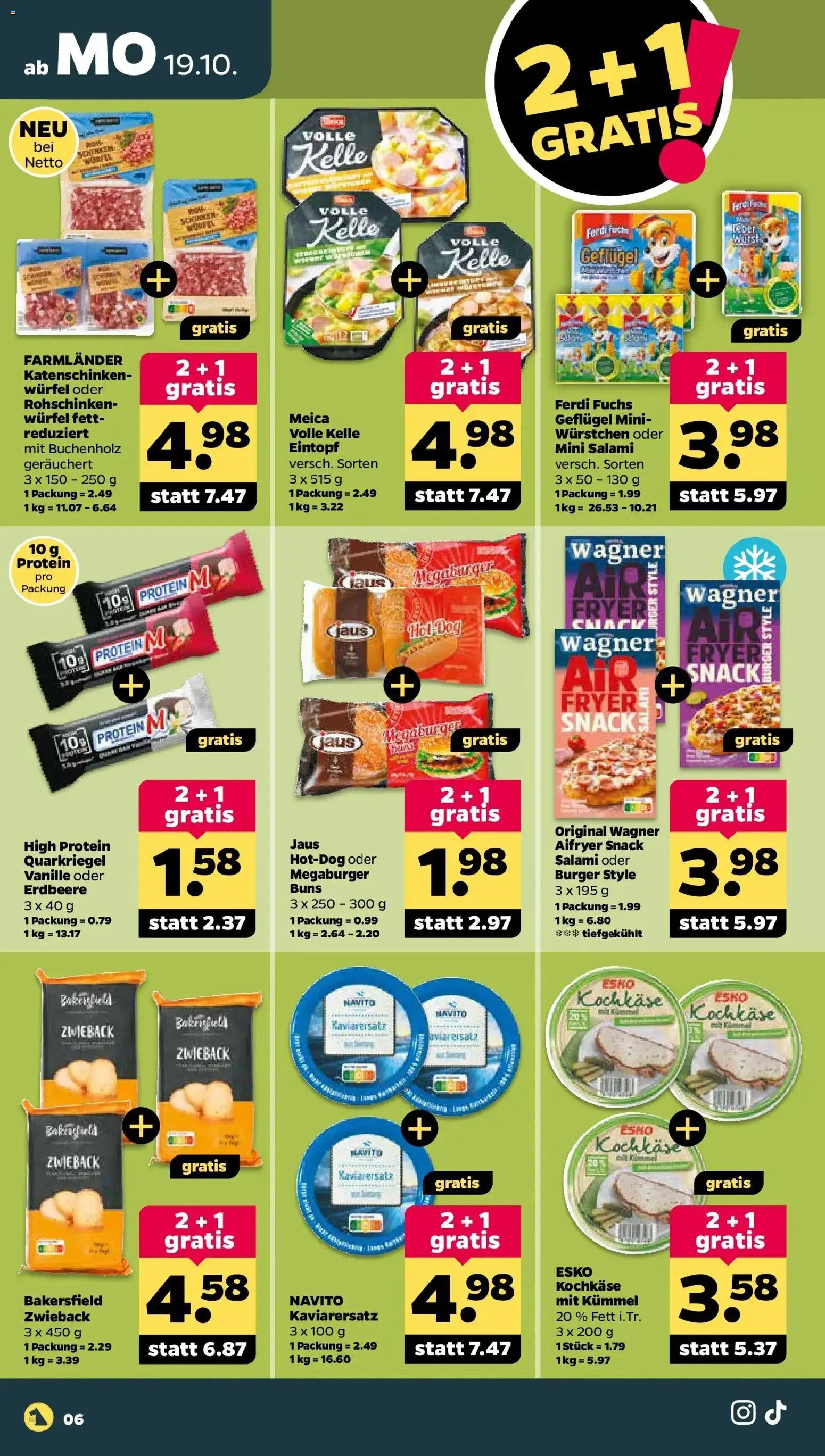 Netto Aktueller Prospekt ab 19.10.2026 → Angebote nächste Woche | Seite: 8 | Produkte: Burger, Meica, Vanille, Salami