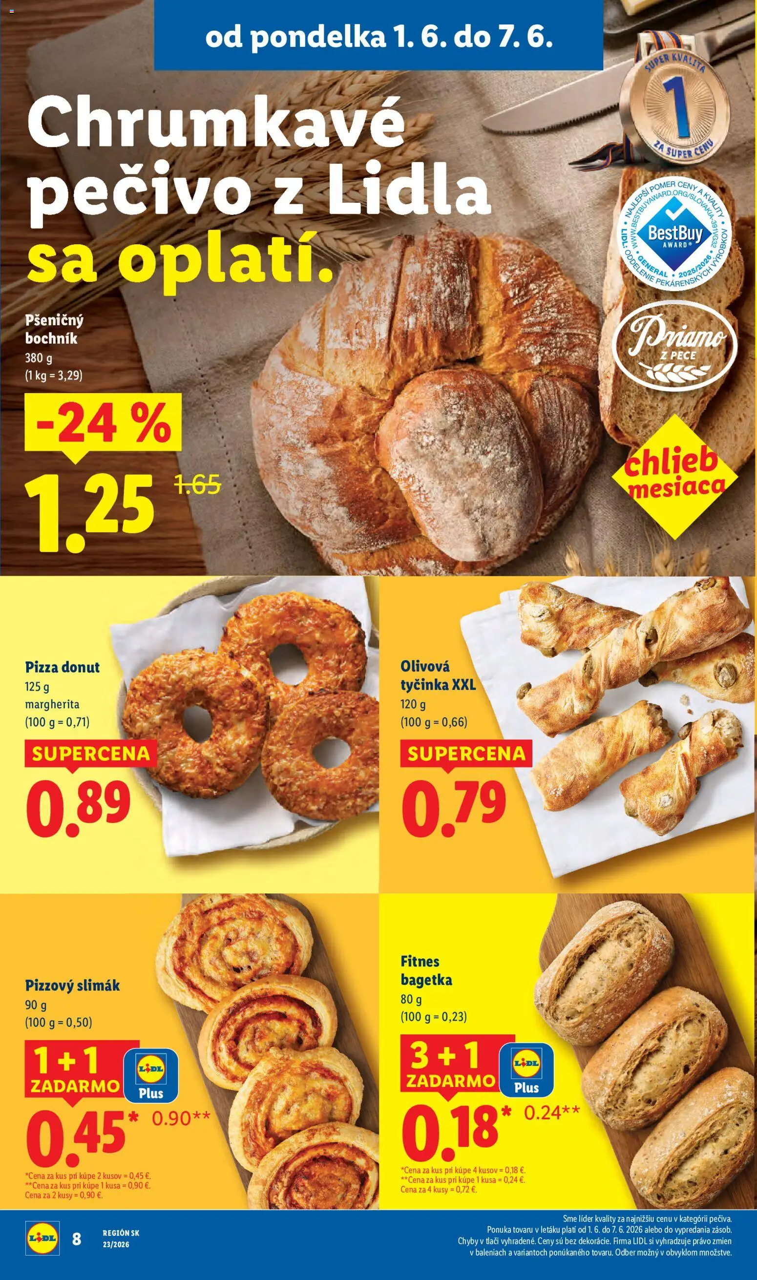 Nové Lidl akcie – leták je platný od 01.06.2026 | Strana: 18 | Produkty: Chlieb, Pizza, Donut