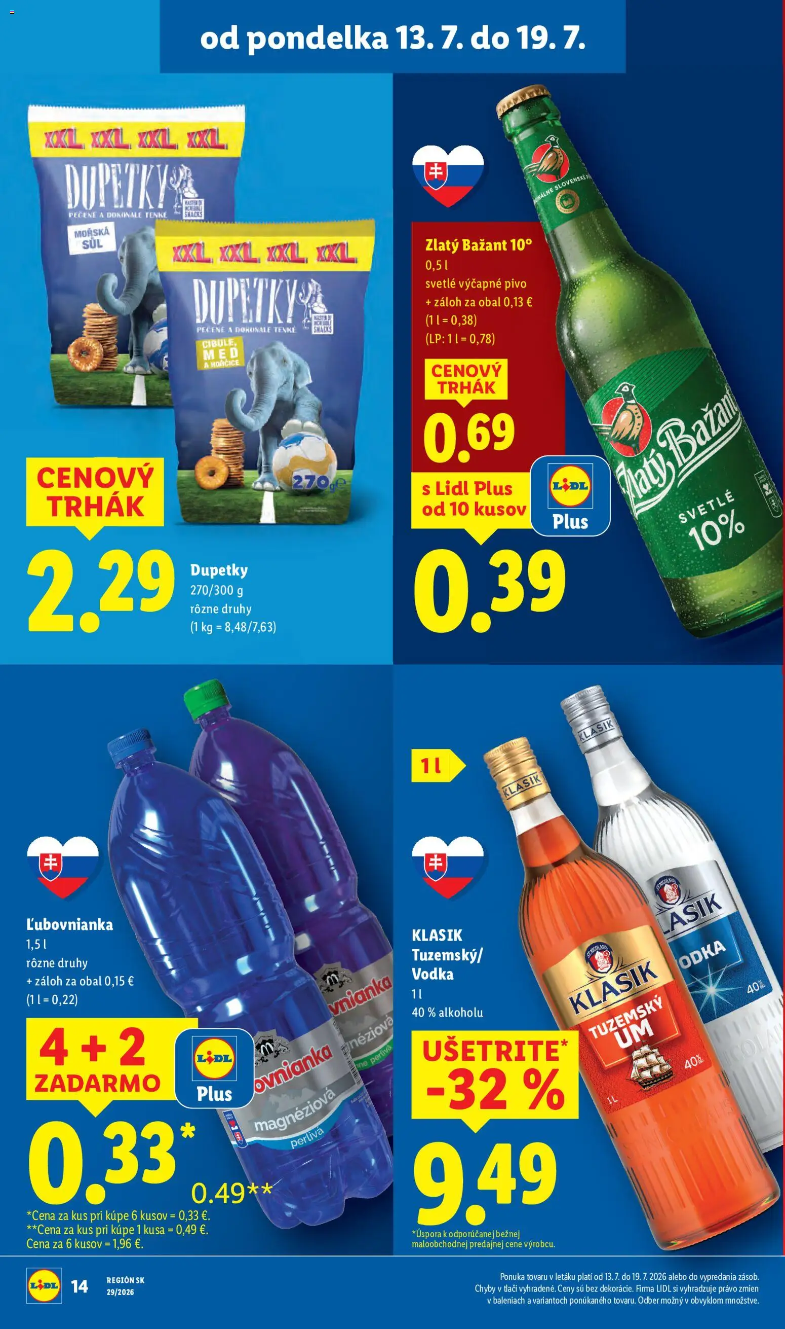 Nové Lidl akcie – leták je platný od 13.07.2026 | Strana: 18 | Produkty: Pivo, Zlatý Bažant, Vodka
