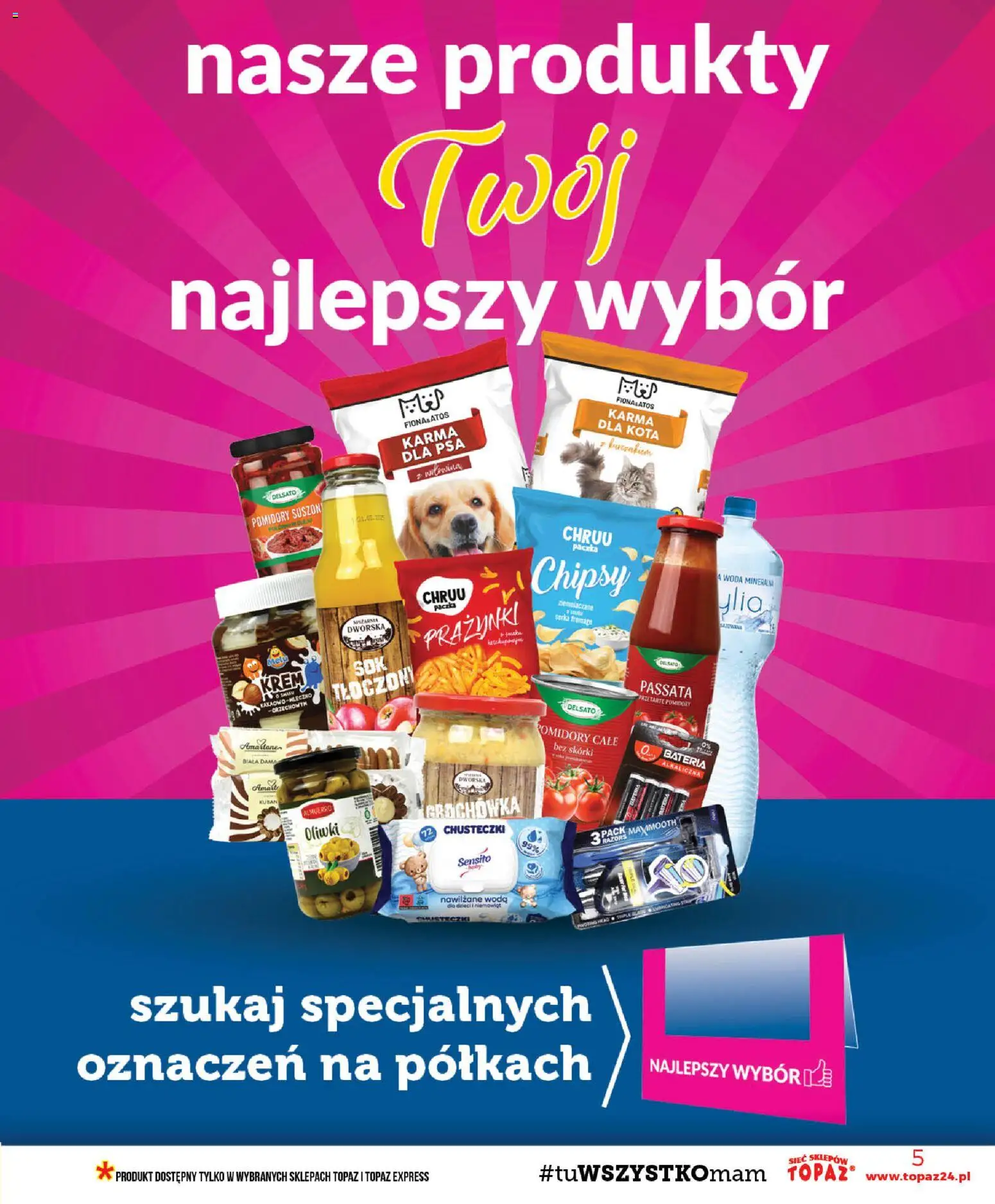 Topaz gazetka - Ceny małe na stałe od 15.10.2026 | Strona: 5 | Produkty: Bateria, Krem, Karma, Woda