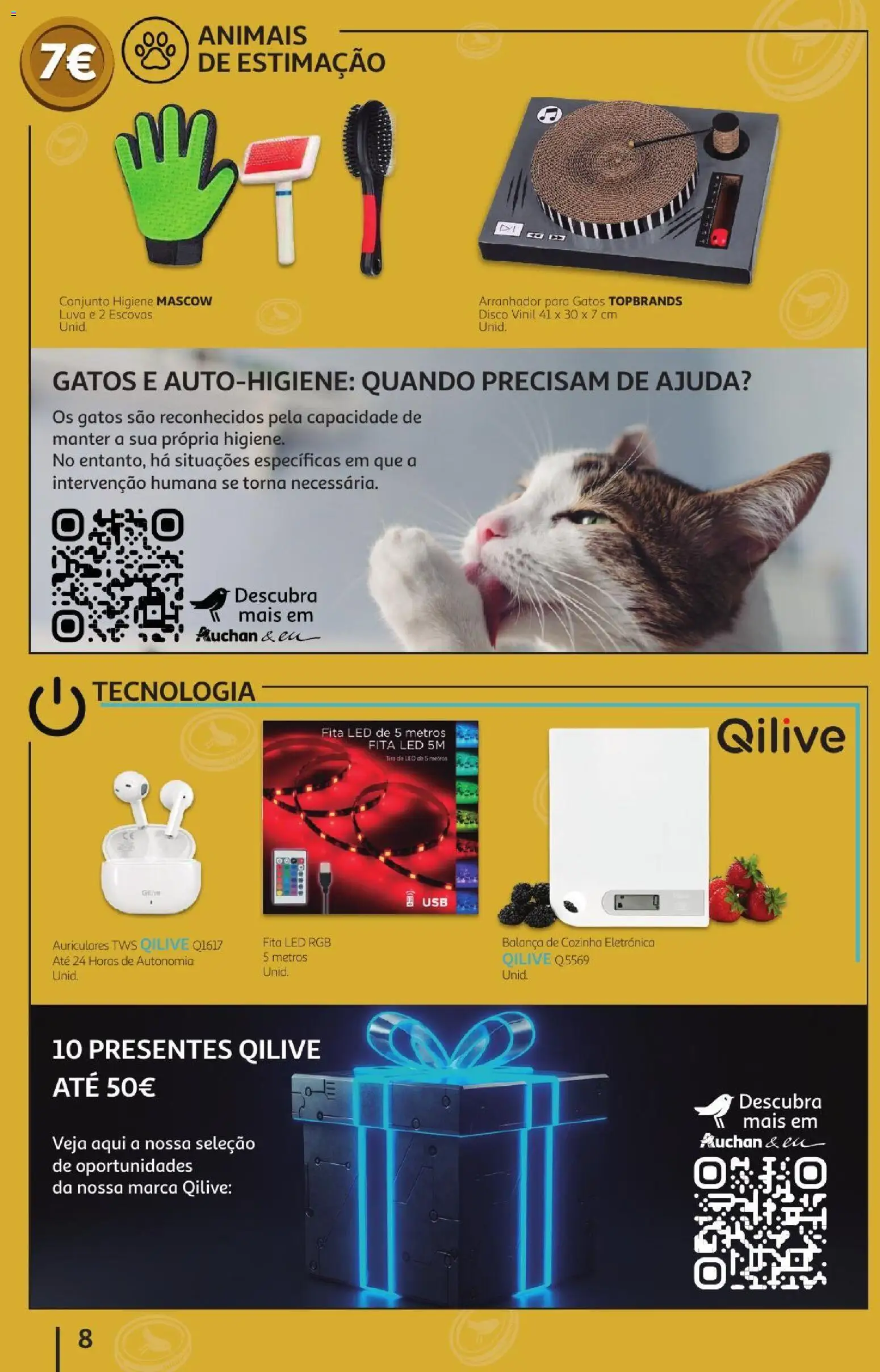 Auchan folheto Preços redondos │ válido de 07/10/2026 | Página: 8 | Produtos: Balança de cozinha, USB, Arranhador para gatos, Lima