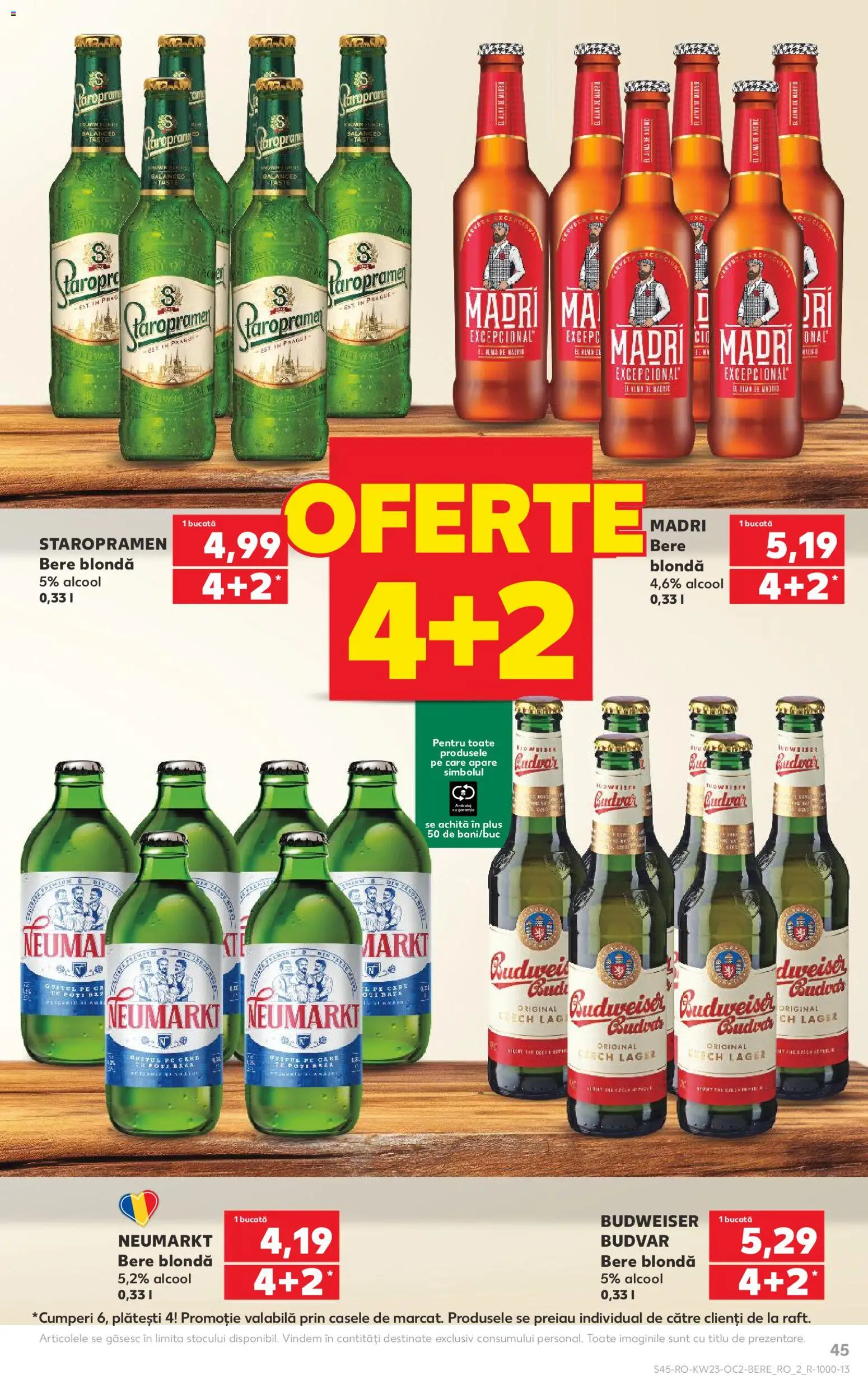 Kaufland RO akciós ujság - amely érvényes a következő dátumtól: 03.06.2026 | Oldal: 45 | Termékek: Budweiser, Alma