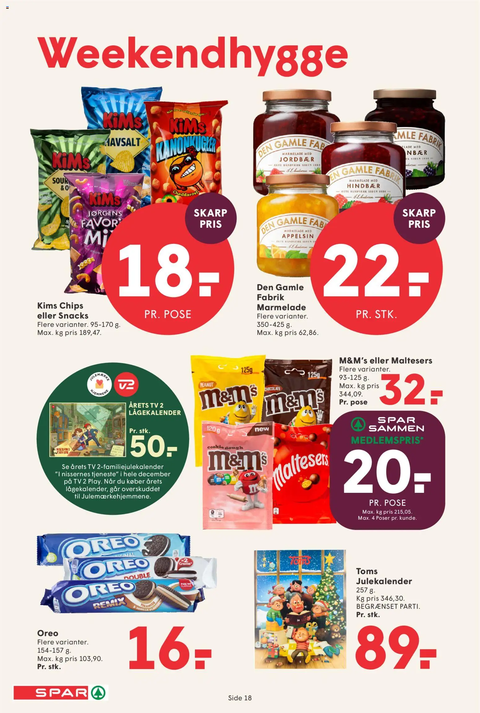 Spar tilbudsavis – gyldig fra 23/10/2026 | Side: 19 | Produkter: Snacks, Marmelade, TV, Oreo