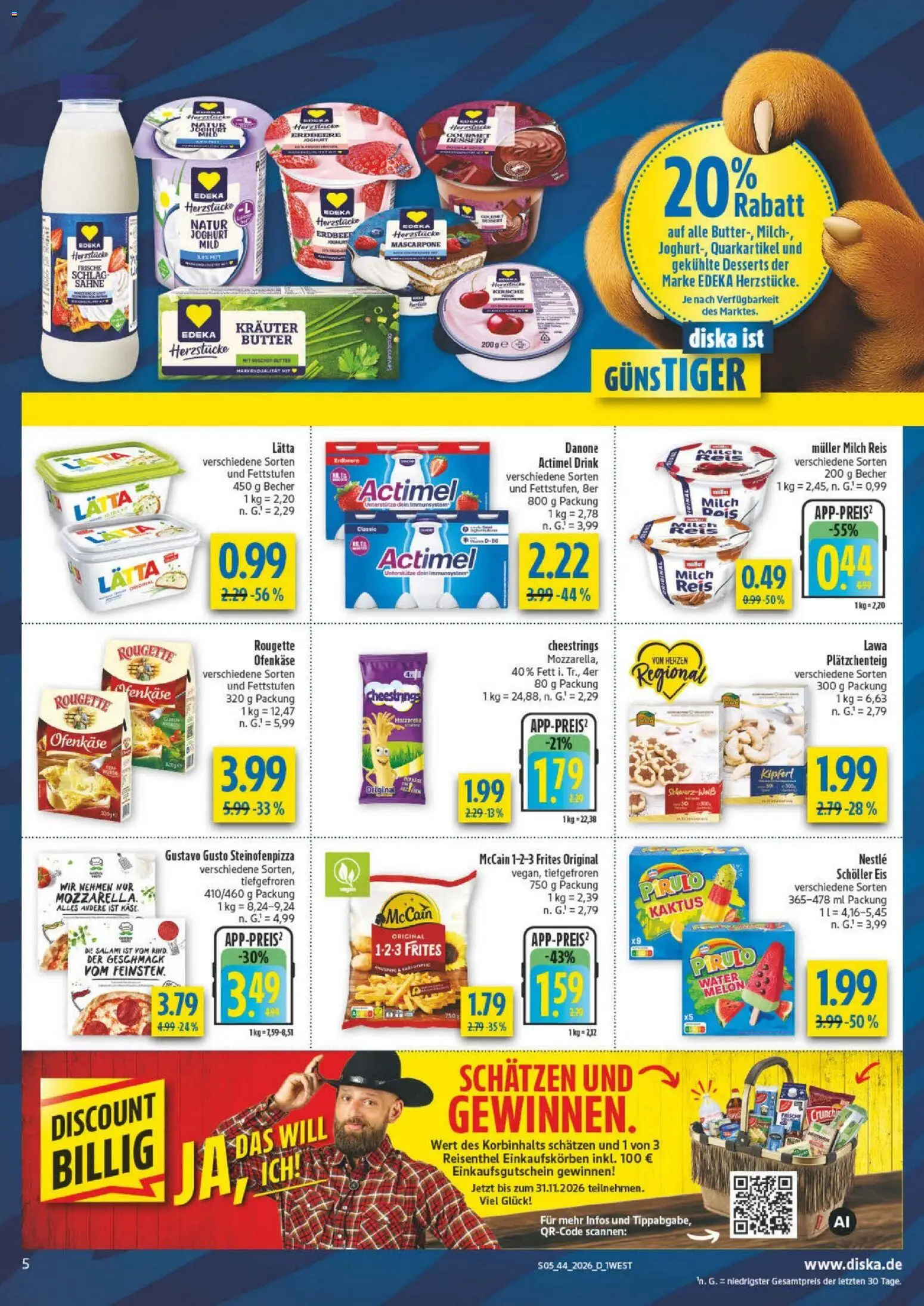 Diska Bayern – gültig ab 26.10.2026 | Seite: 5 | Produkte: Milch, Mascarpone, Salami, Sahne