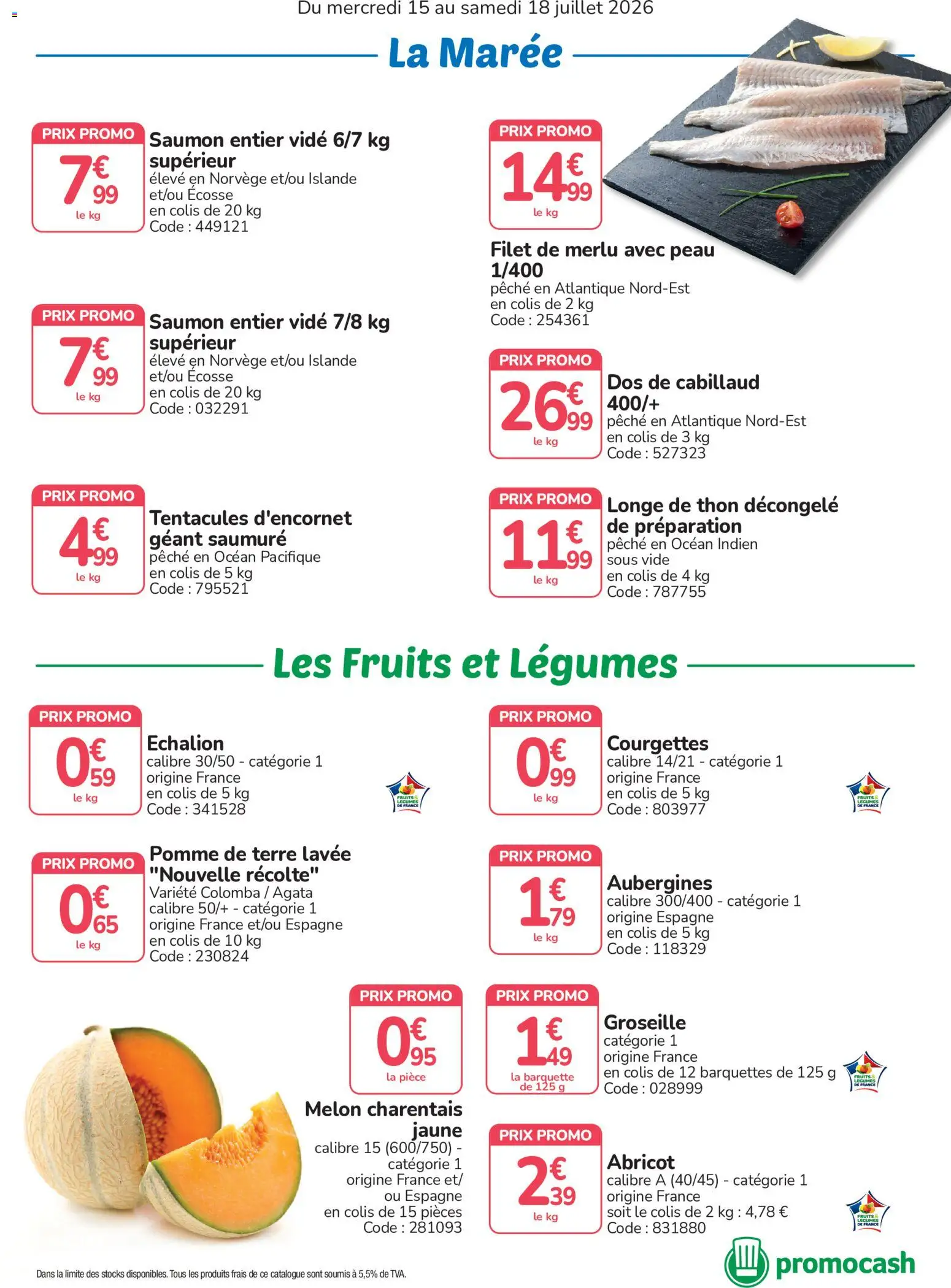 {H1} | Page: 2 | Produits: Saumon entier, Pêche, Pomme, Dos de cabillaud