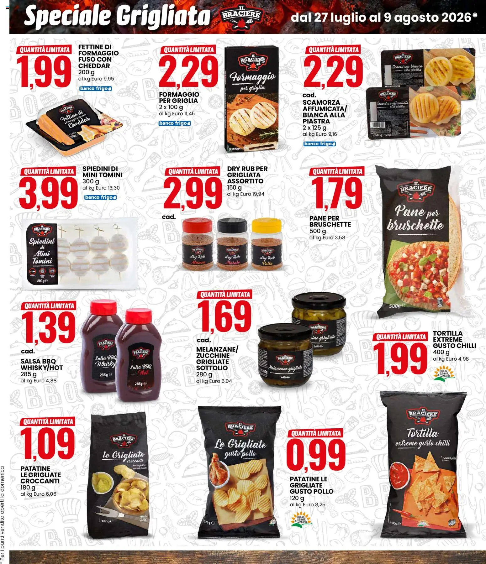 Volantino Eurospin del 27/07/2026 | Pagina: 9 | Prodotti: Cheddar, Zucchine, Griglia, Spiedini