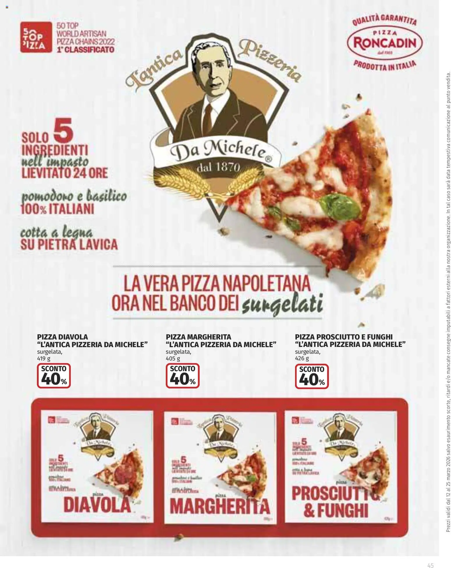 Volantino Ipercoop del 12.03.2026 | Pagina: 45 | Prodotti: Pizza, Pomodoro, Prosciutto, Funghi