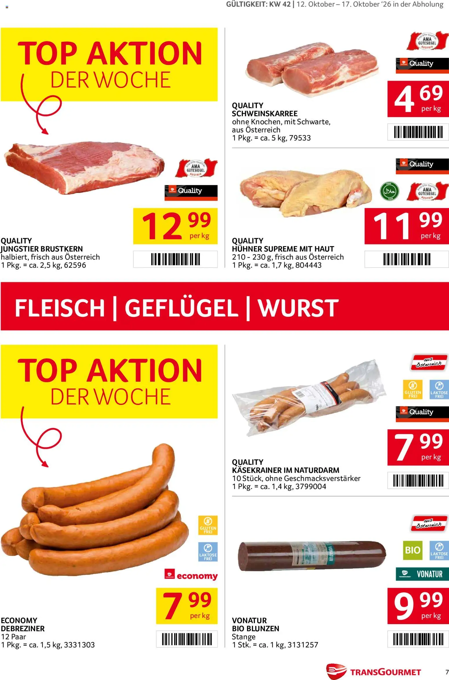 Transgourmet Broschüre gültig ab 11.10.2026 | Seite: 7 | Produkte: Wurst